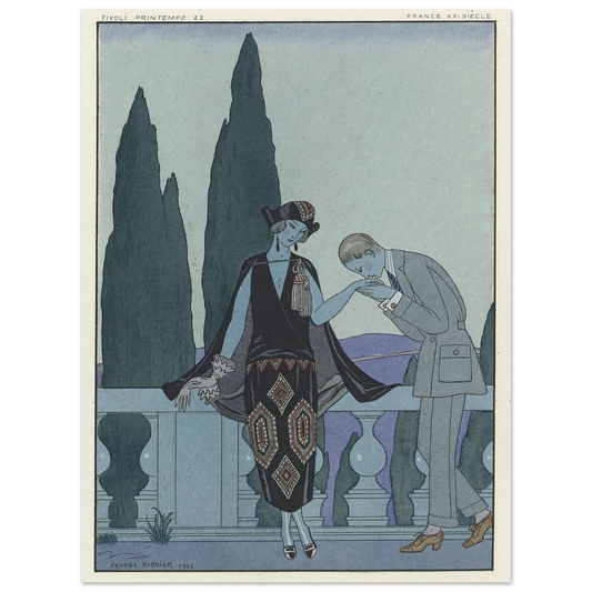 La Villa d’Este ; France XXe siècle (1923) Art Print | George Barbier - Framed Poster - 30x40 cm / 12x16″ - Black frame