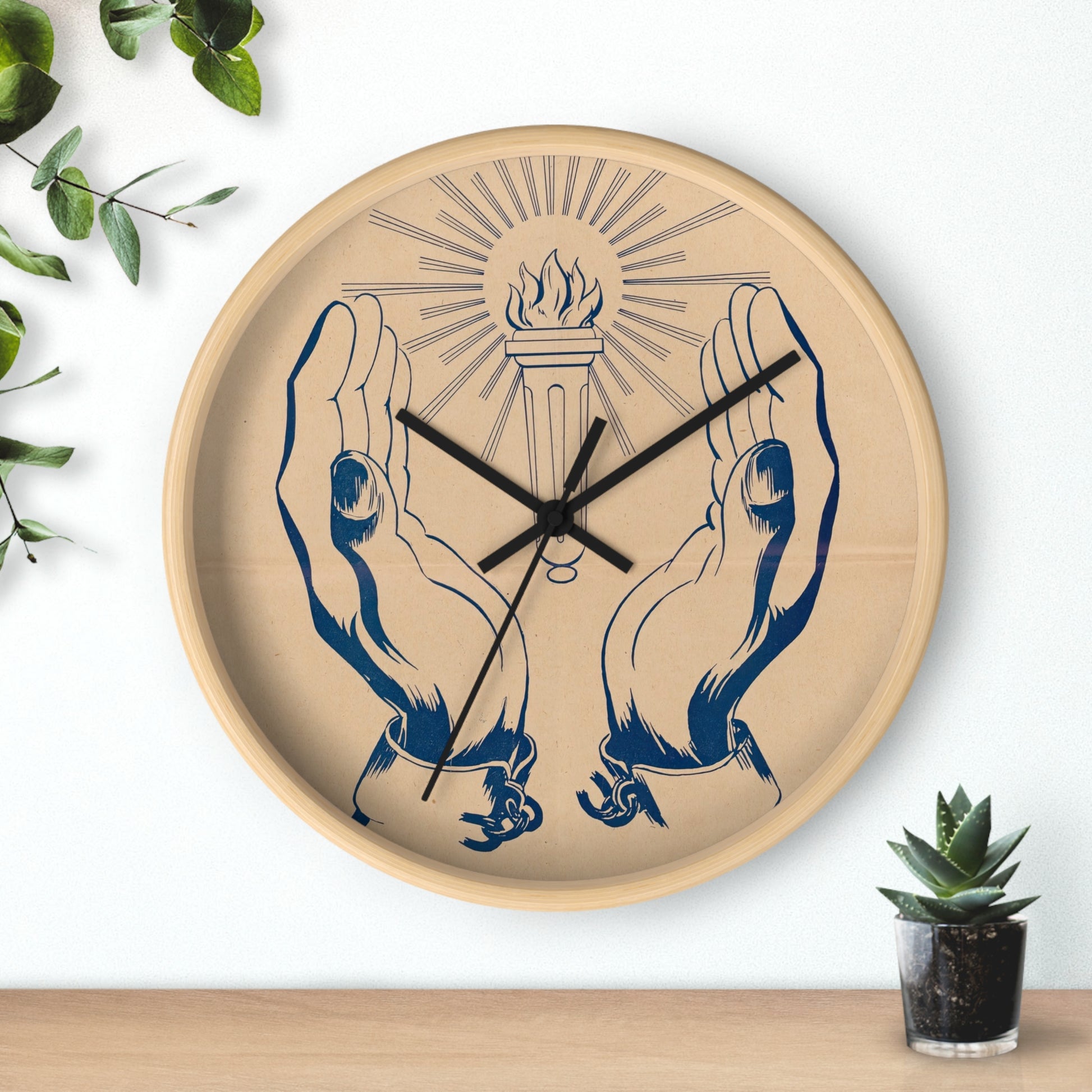 Labor Newspaper & Poster Wall Clock | U.S. Information Agency - Black - Wooden Base - 10"