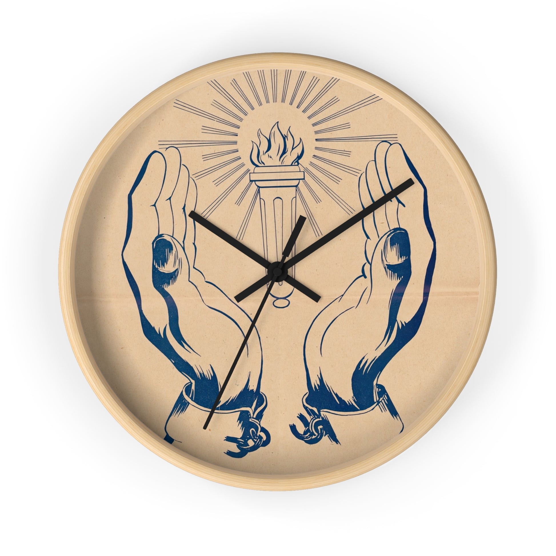 Labor Newspaper & Poster Wall Clock | U.S. Information Agency - Black - Wooden Base - 10"