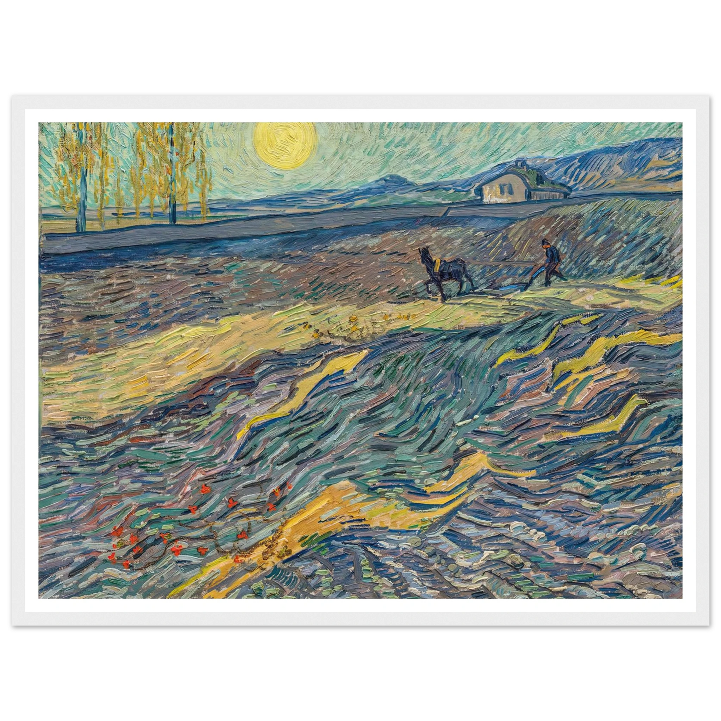 Laboureur dans un champ (1889) Art Print | Vincent van Gogh - Framed Poster - 30x40 cm / 12x16″ - Black frame