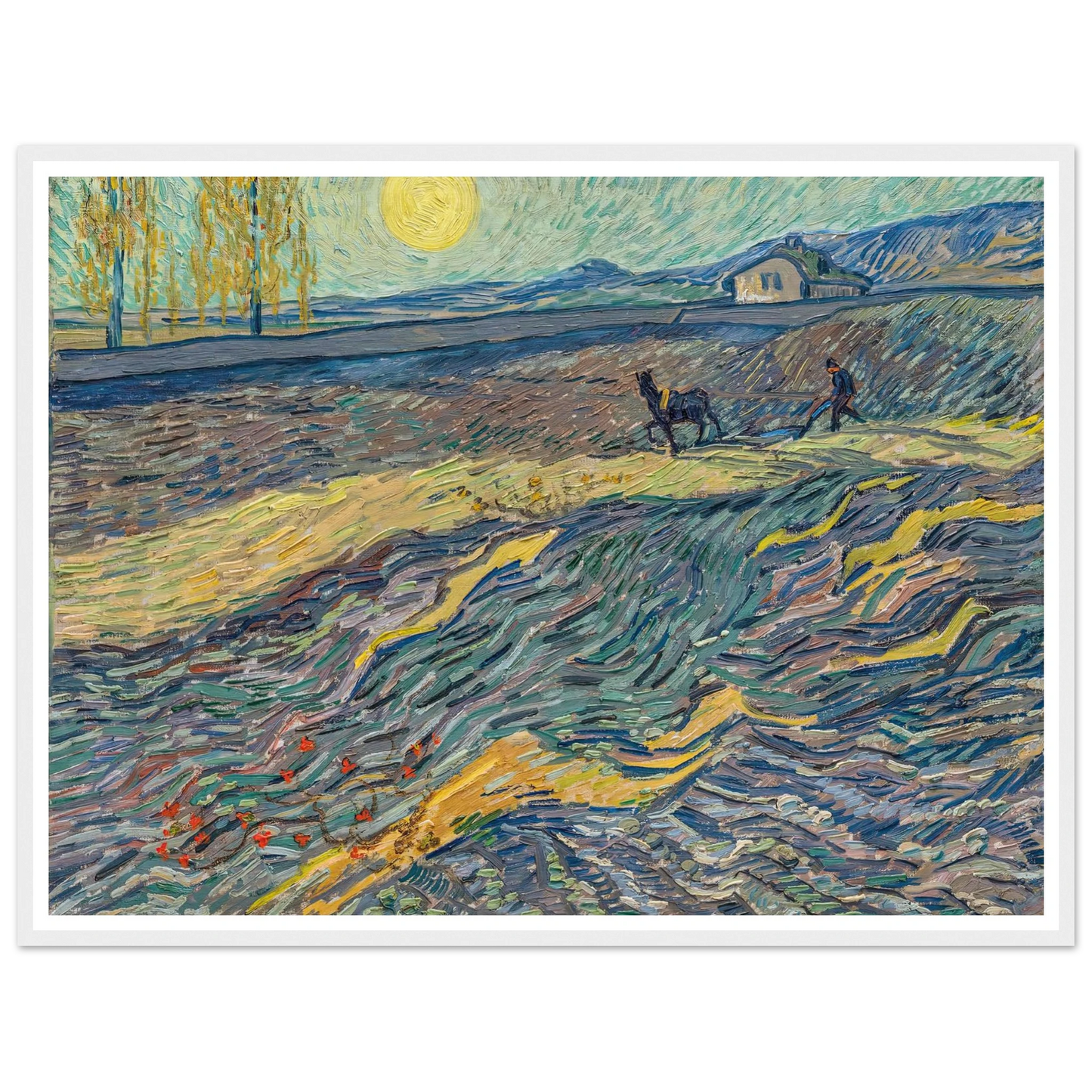 Laboureur dans un champ (1889) Art Print | Vincent van Gogh - Framed Poster - 30x40 cm / 12x16″ - Black frame