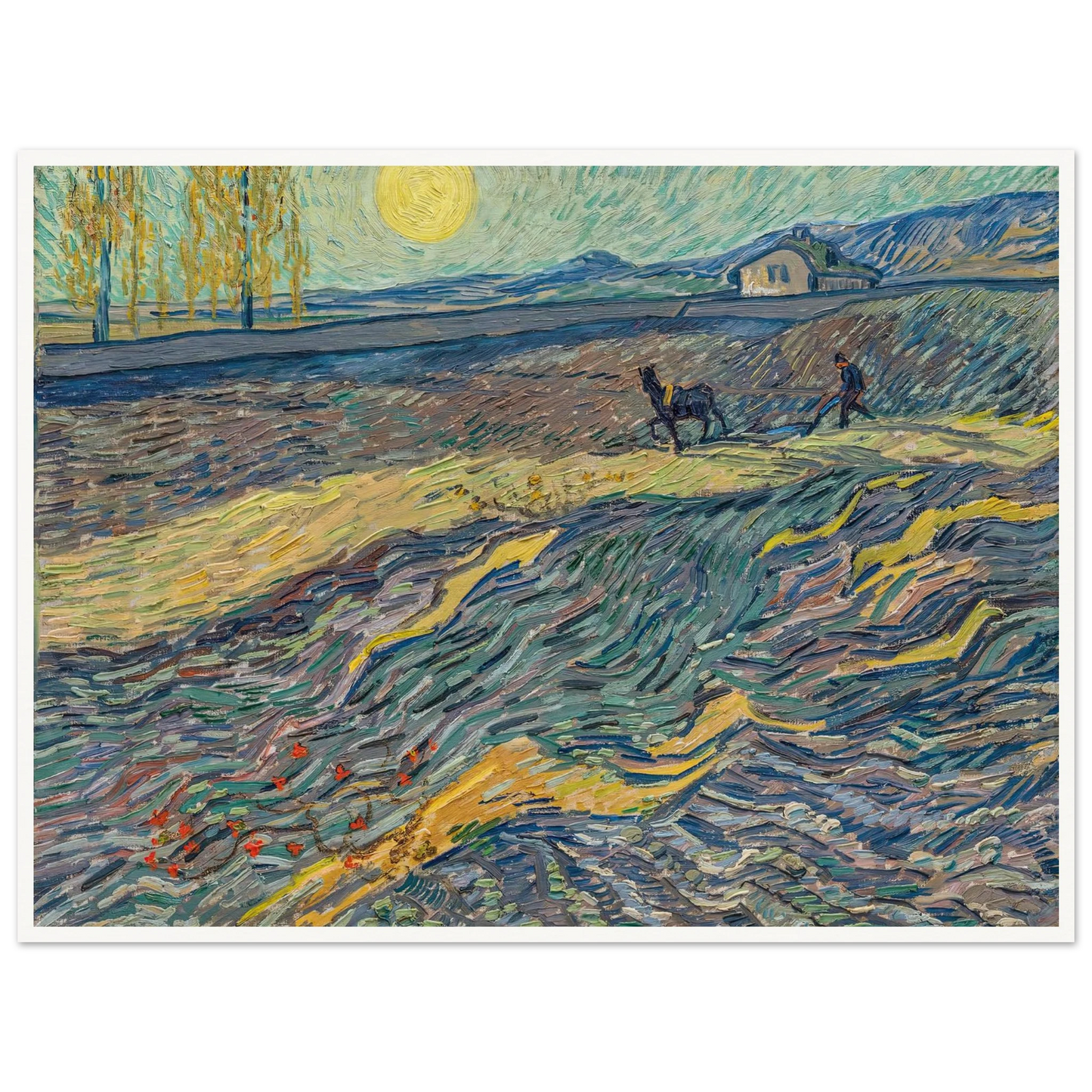 Laboureur dans un champ (1889) Art Print | Vincent van Gogh - Framed Poster - 30x40 cm / 12x16″ - Black frame