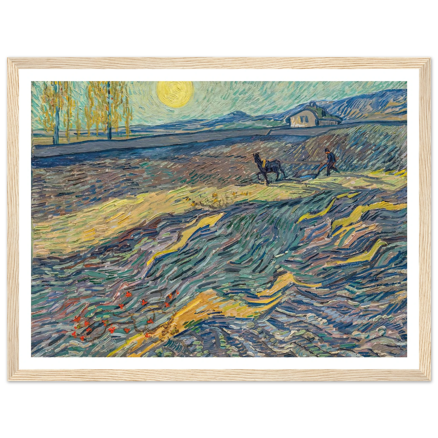 Laboureur dans un champ (1889) Art Print | Vincent van Gogh - Framed Poster - 30x40 cm / 12x16″ - Black frame