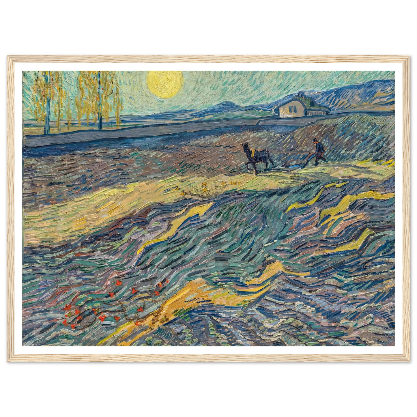 Laboureur dans un champ (1889) Art Print | Vincent van Gogh - Framed Poster - 30x40 cm / 12x16″ - Black frame