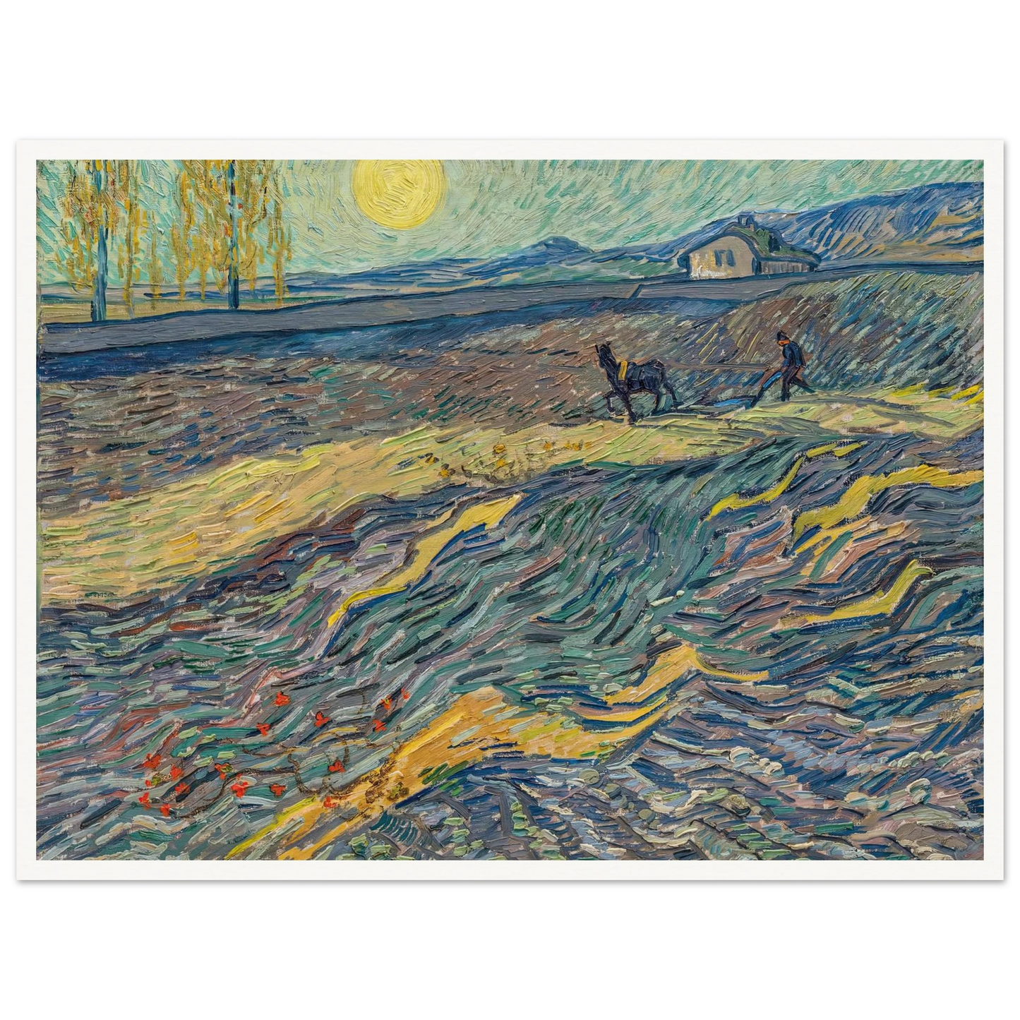 Laboureur dans un champ (1889) Art Print | Vincent van Gogh - Framed Poster - 30x40 cm / 12x16″ - Black frame