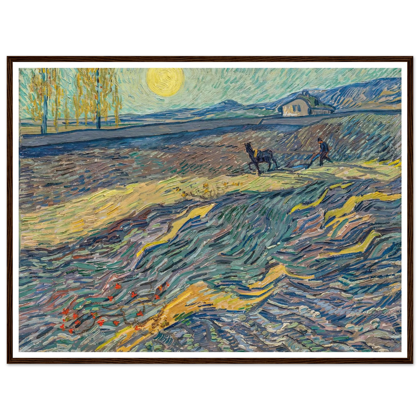 Laboureur dans un champ (1889) Art Print | Vincent van Gogh - Framed Poster - 30x40 cm / 12x16″ - Black frame