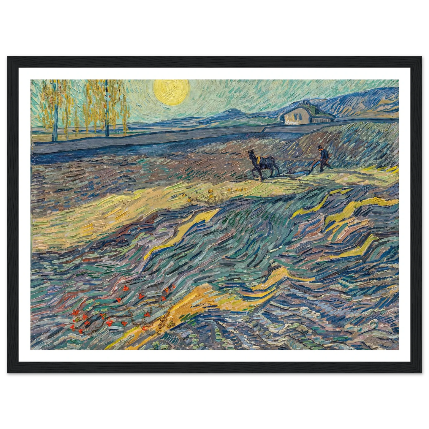 Laboureur dans un champ (1889) Art Print | Vincent van Gogh - Framed Poster - 30x40 cm / 12x16″ - Black frame