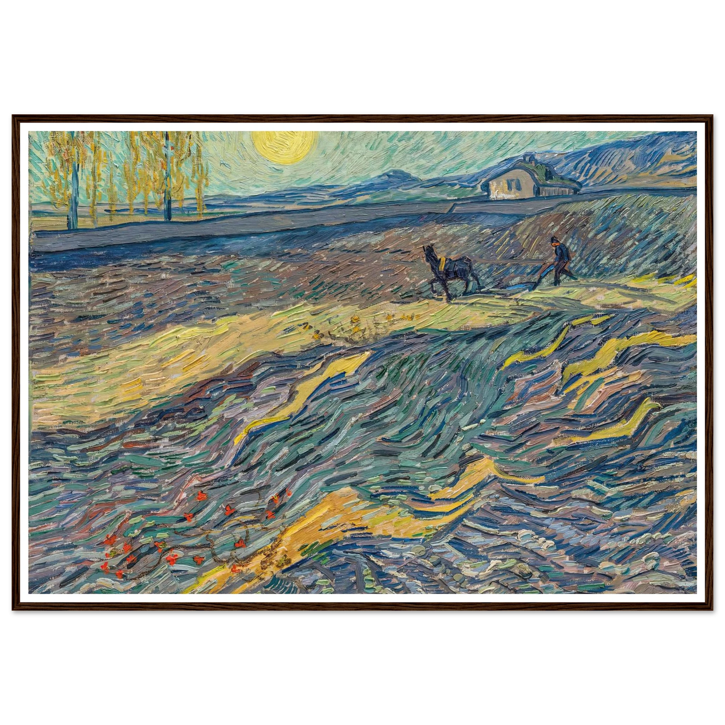 Laboureur dans un champ (1889) Art Print | Vincent van Gogh - Framed Poster - 30x40 cm / 12x16″ - Black frame