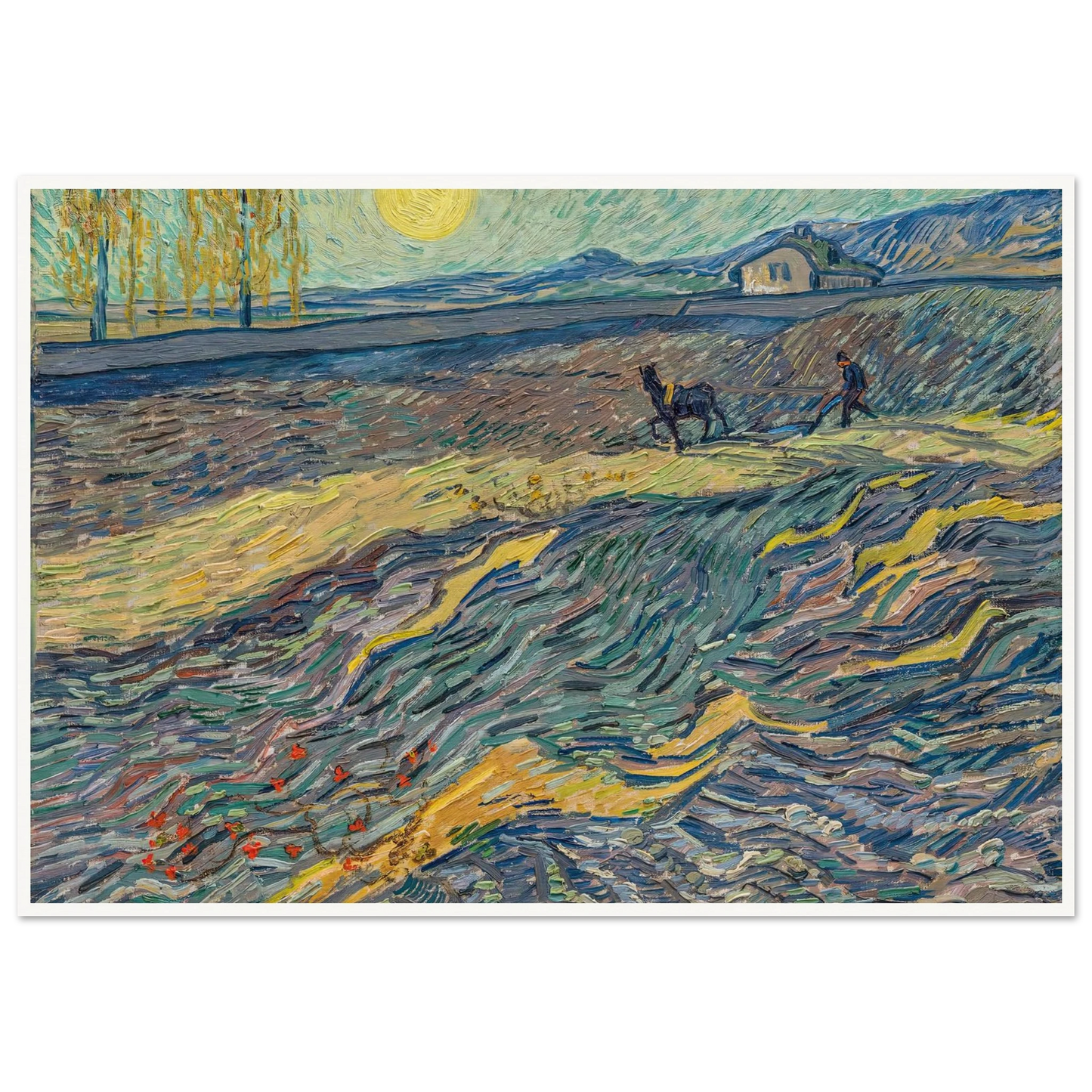 Laboureur dans un champ (1889) Art Print | Vincent van Gogh - Framed Poster - 30x40 cm / 12x16″ - Black frame