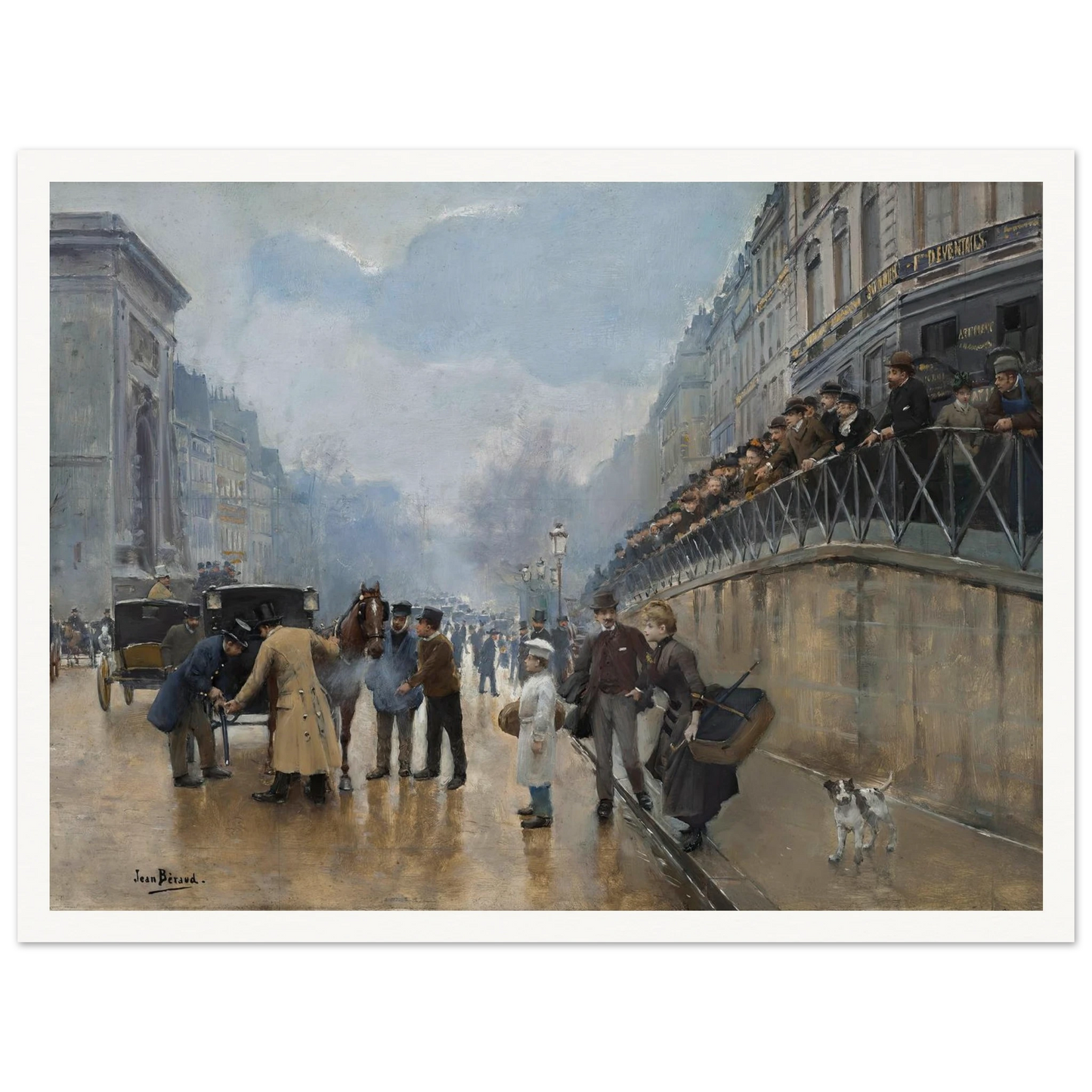 L’accident; Porte Saint-Denis Art Print | Jean Beraud - Framed Poster - 30x40 cm / 12x16″ - Black frame