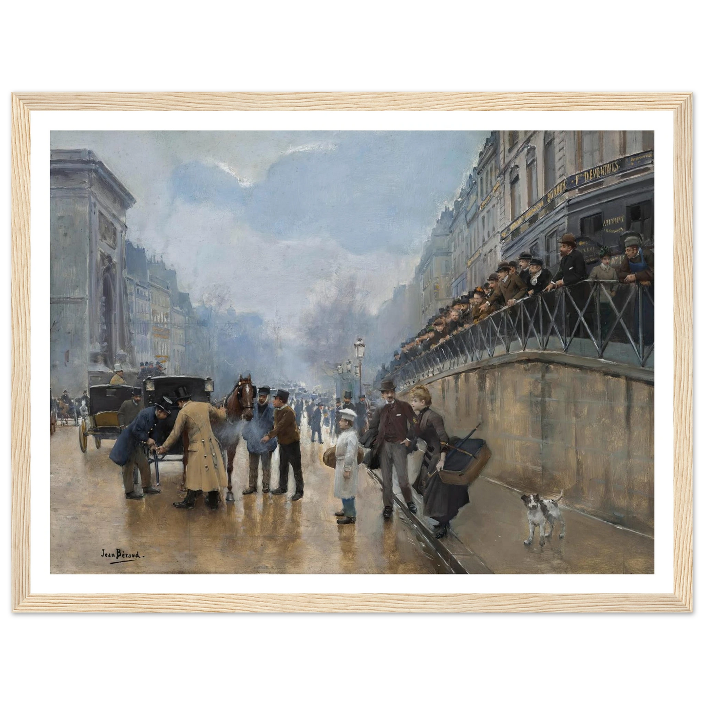 L’accident; Porte Saint-Denis Art Print | Jean Beraud - Framed Poster - 30x40 cm / 12x16″ - Black frame