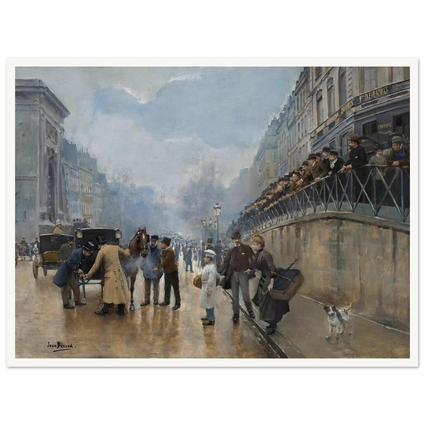 L’accident; Porte Saint-Denis Art Print | Jean Beraud - Framed Poster - 30x40 cm / 12x16″ - Black frame