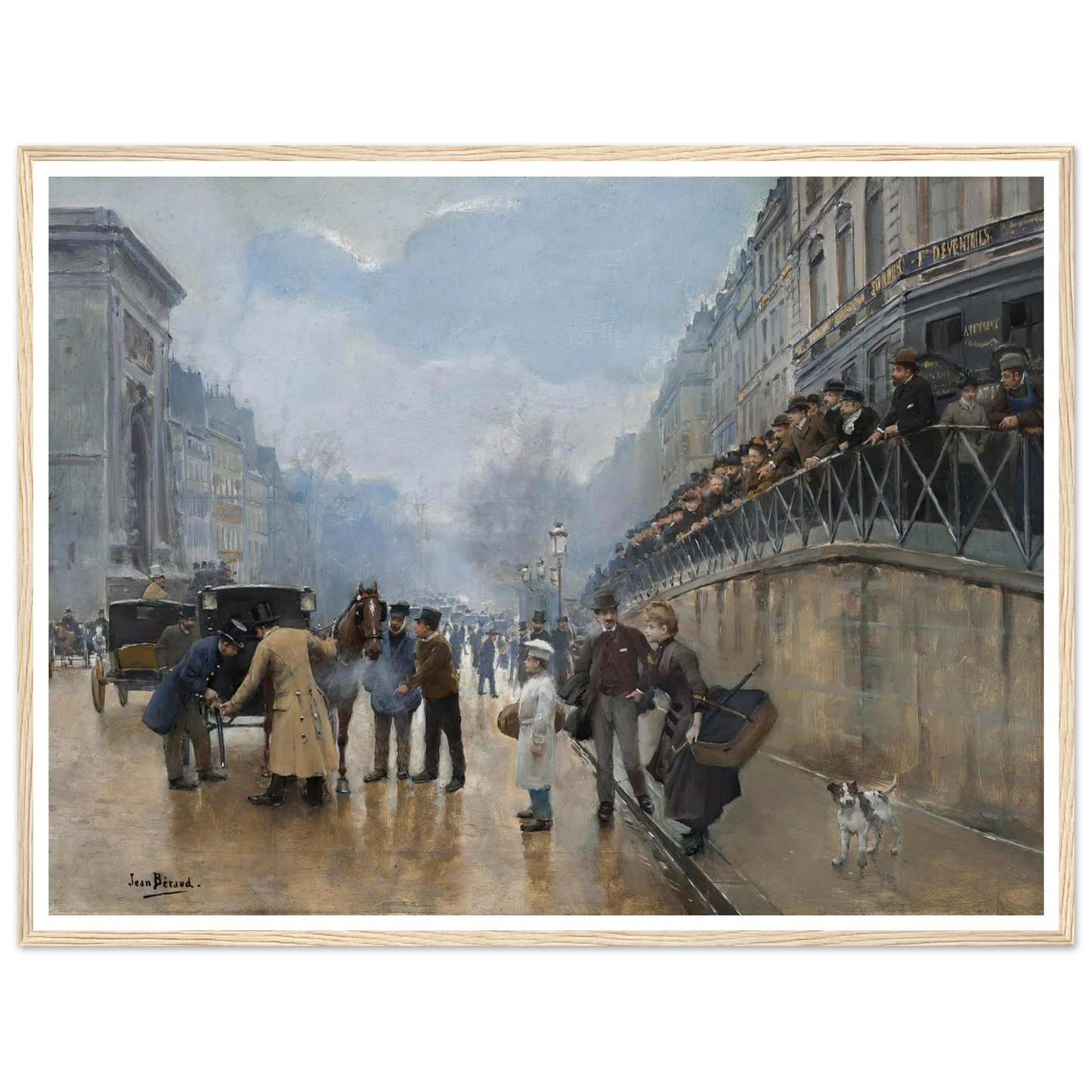L’accident; Porte Saint-Denis Art Print | Jean Beraud - Framed Poster - 30x40 cm / 12x16″ - Black frame