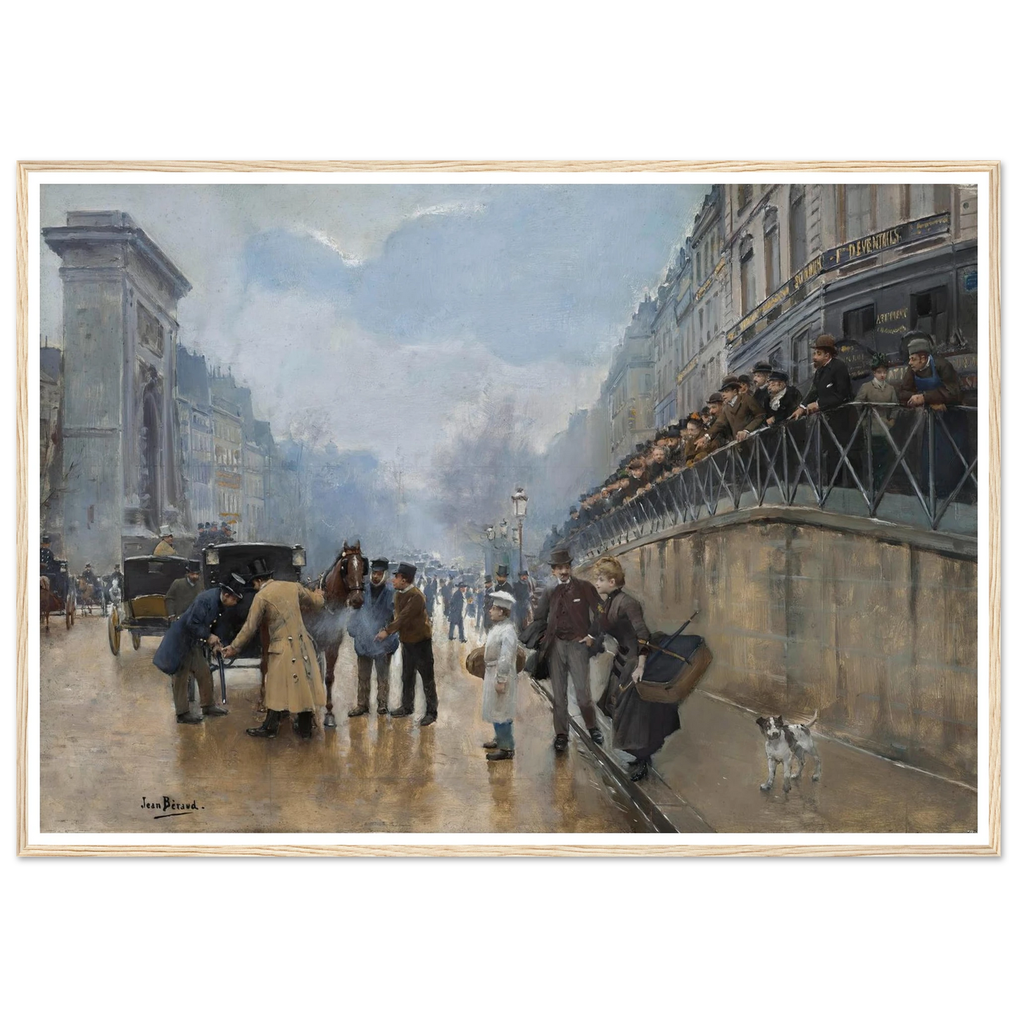L’accident; Porte Saint-Denis Art Print | Jean Beraud - Framed Poster - 30x40 cm / 12x16″ - Black frame