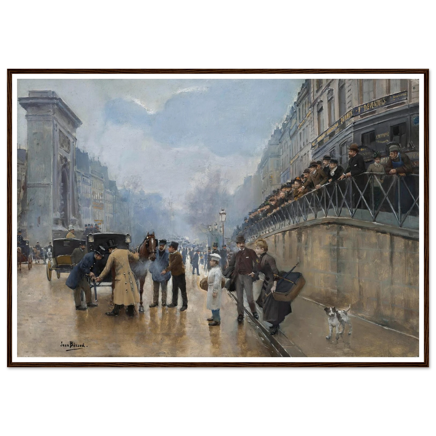L’accident; Porte Saint-Denis Art Print | Jean Beraud - Framed Poster - 30x40 cm / 12x16″ - Black frame