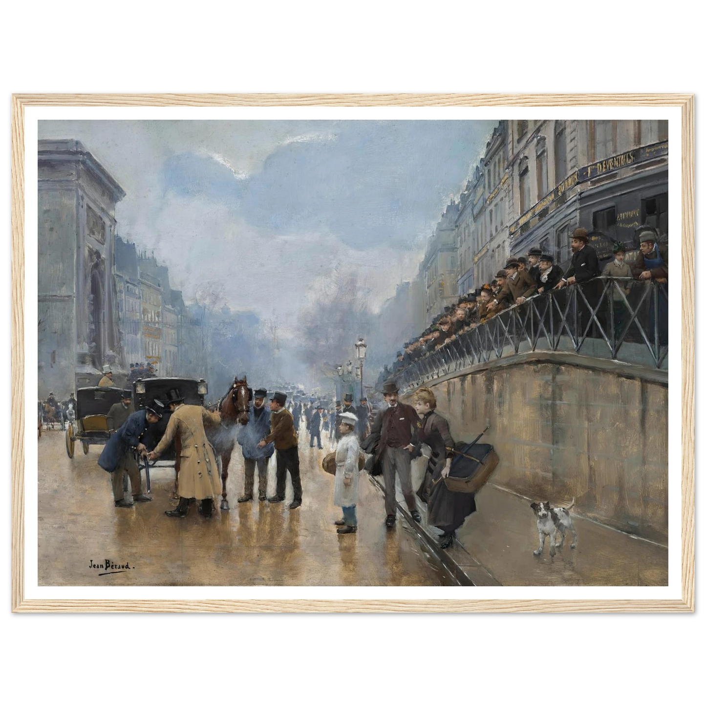 L’accident; Porte Saint-Denis Art Print | Jean Beraud - Framed Poster - 30x40 cm / 12x16″ - Black frame