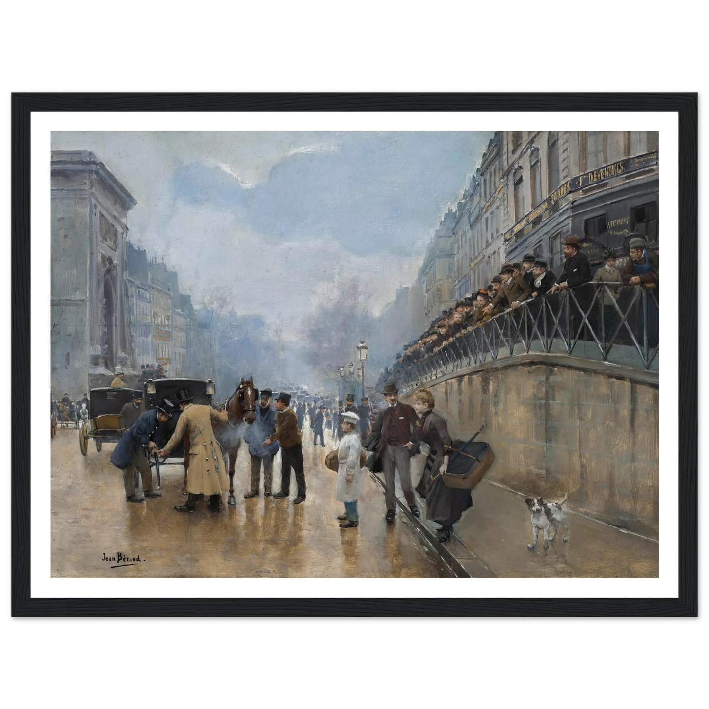 L’accident; Porte Saint-Denis Art Print | Jean Beraud - Framed Poster - 30x40 cm / 12x16″ - Black frame