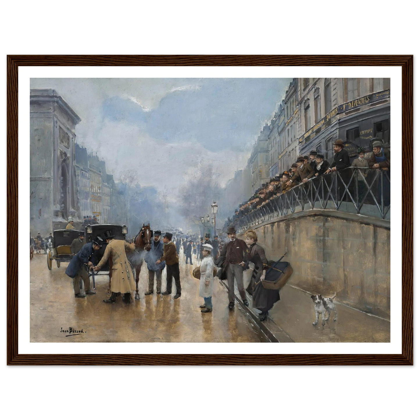 L’accident; Porte Saint-Denis Art Print | Jean Beraud - Framed Poster - 30x40 cm / 12x16″ - Black frame