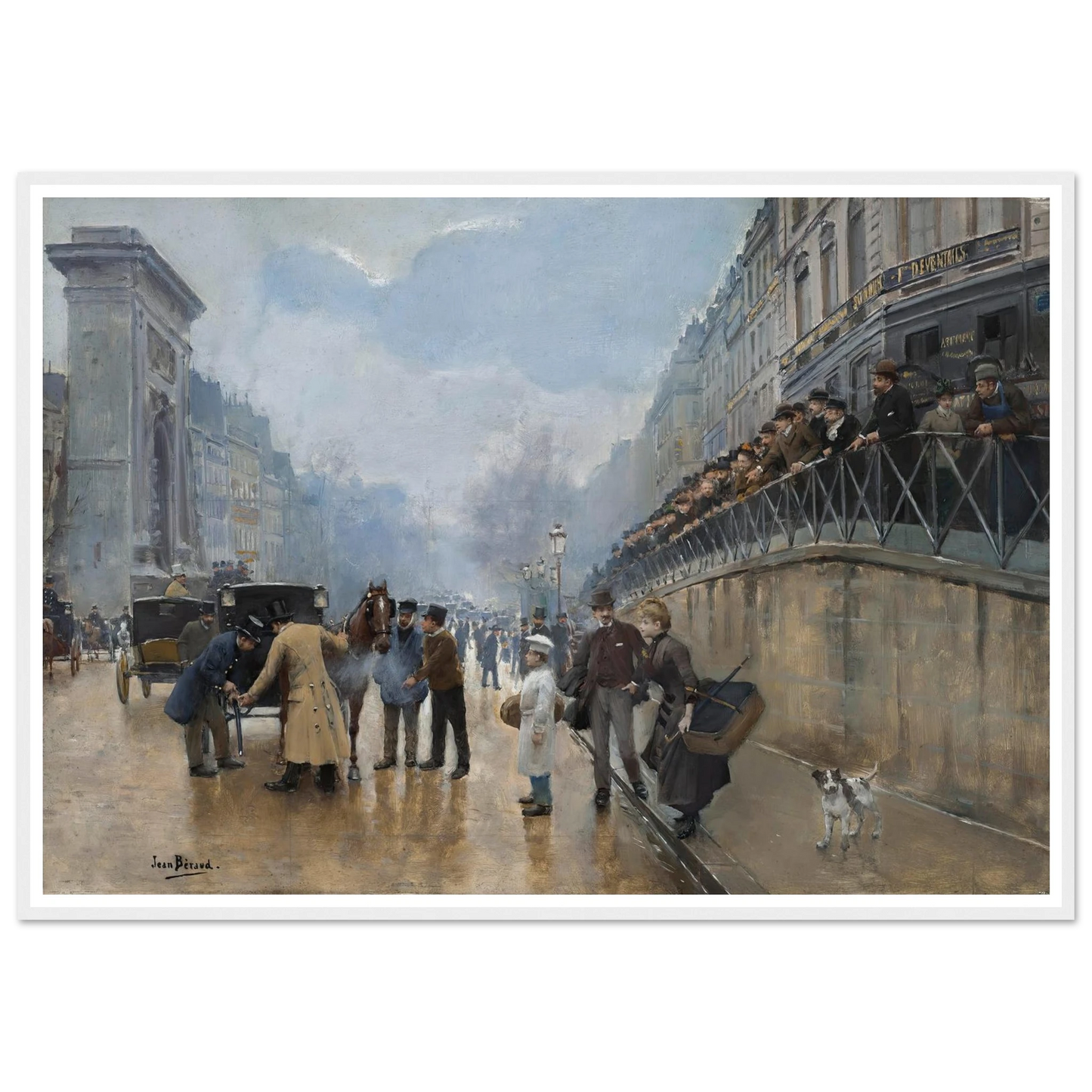 L’accident; Porte Saint-Denis Art Print | Jean Beraud - Framed Poster - 30x40 cm / 12x16″ - Black frame