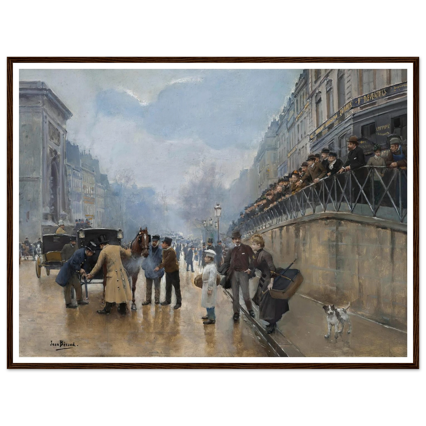 L’accident; Porte Saint-Denis Art Print | Jean Beraud - Framed Poster - 30x40 cm / 12x16″ - Black frame