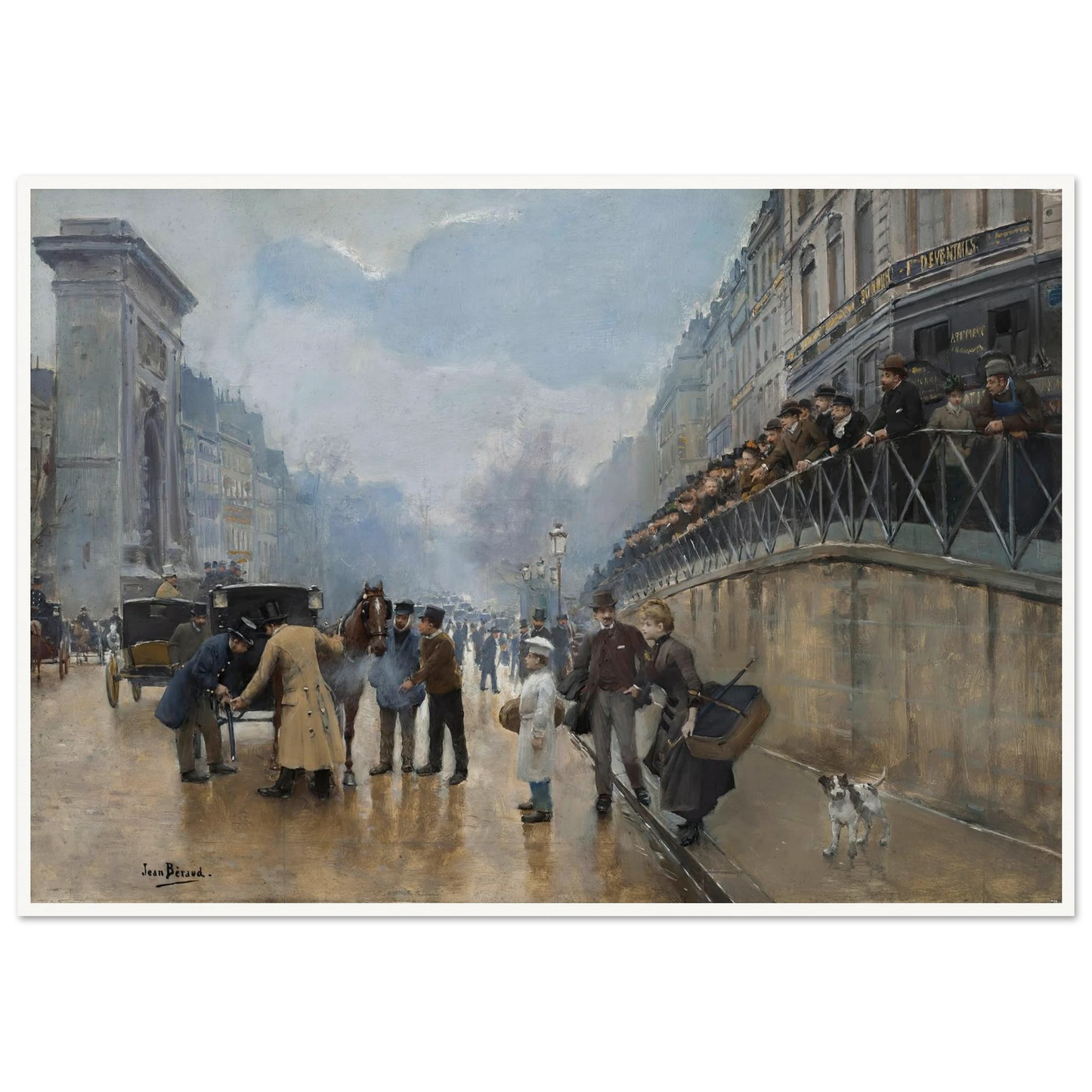 L’accident; Porte Saint-Denis Art Print | Jean Beraud - Framed Poster - 30x40 cm / 12x16″ - Black frame