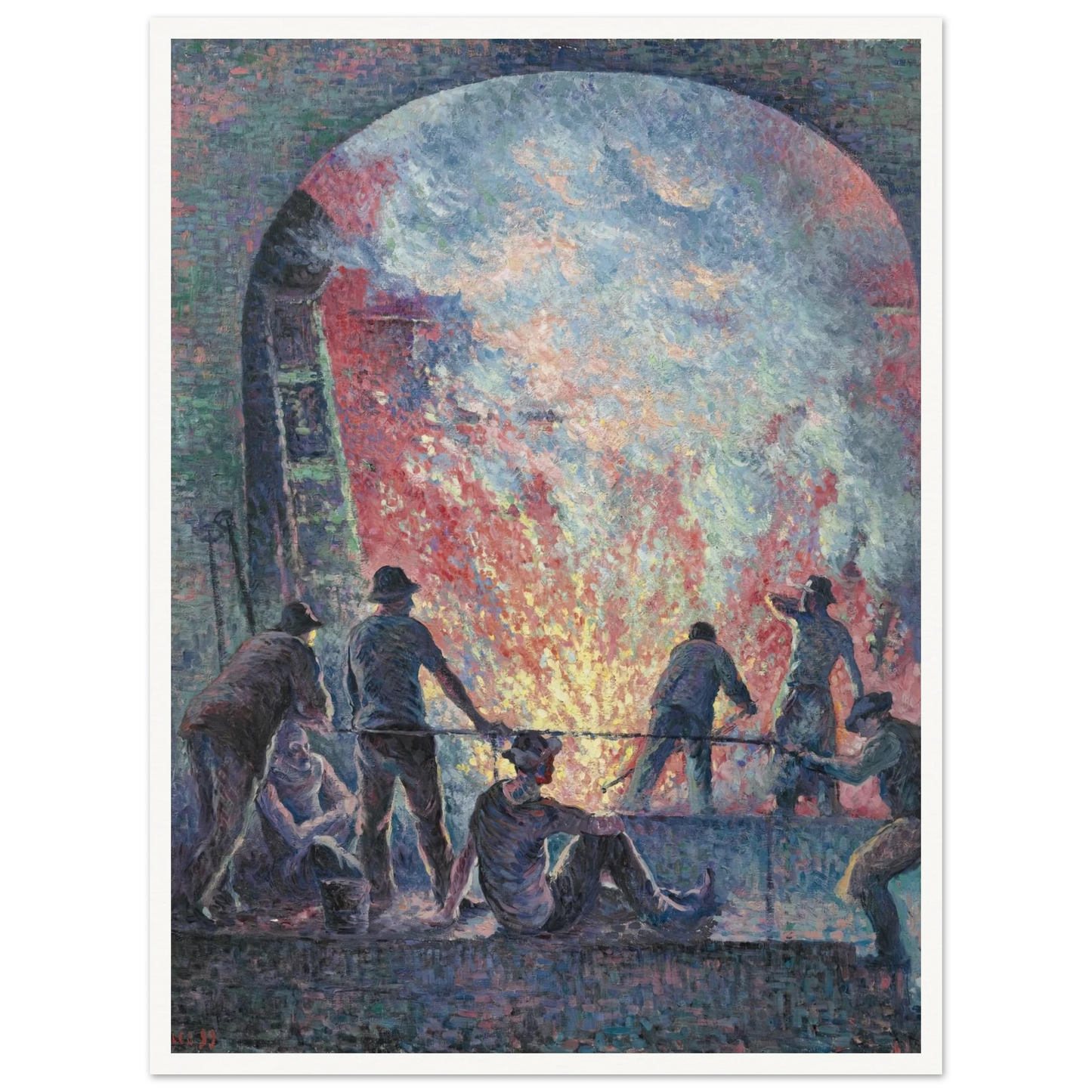 L’Acierie (1899) Art Print | Maximilien Luce - Framed Poster - 30x40 cm / 12x16″ - Black frame