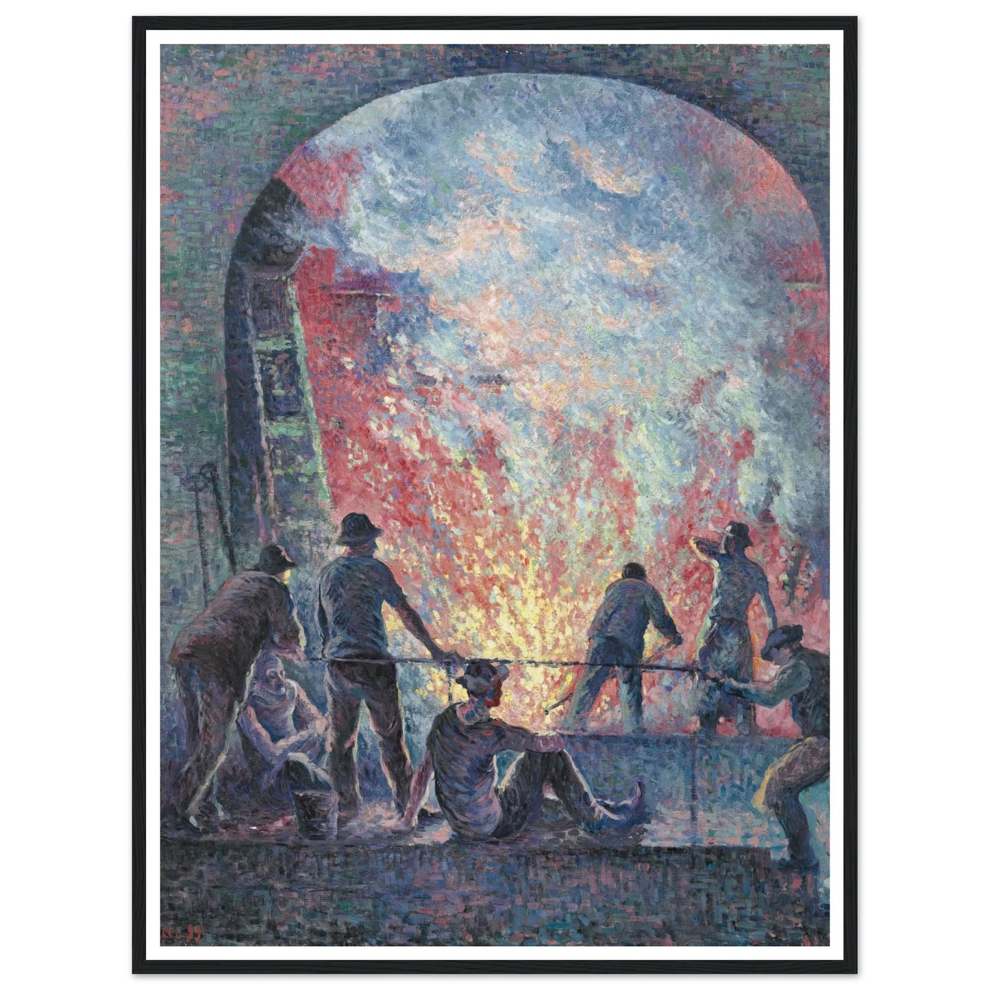 L’Acierie (1899) Art Print | Maximilien Luce - Framed Poster - 30x40 cm / 12x16″ - Black frame