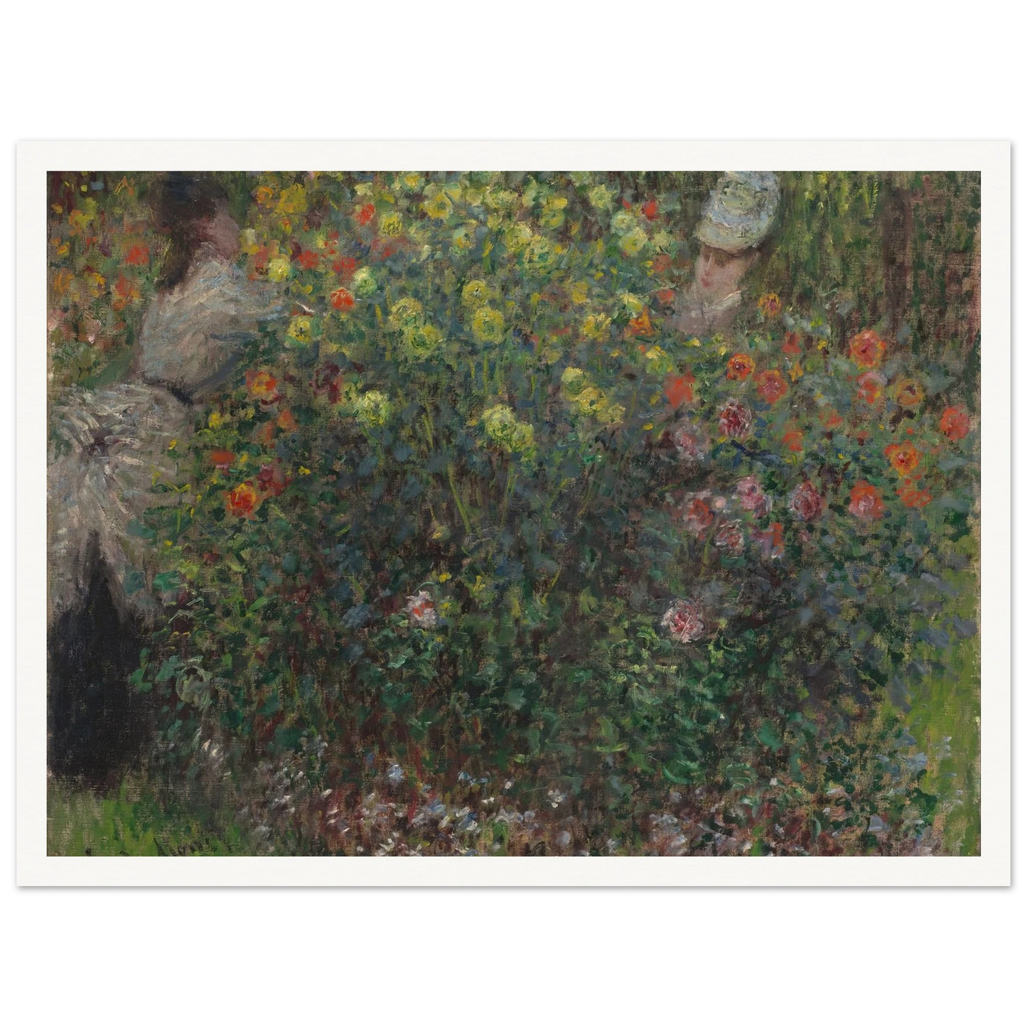 Ladies in Flowers (1875) Art Print | Claude Monet - Framed Poster - 30x40 cm / 12x16″ - Black frame