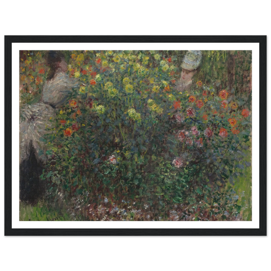 Ladies in Flowers (1875) Art Print | Claude Monet - Framed Poster - 30x40 cm / 12x16″ - Black frame