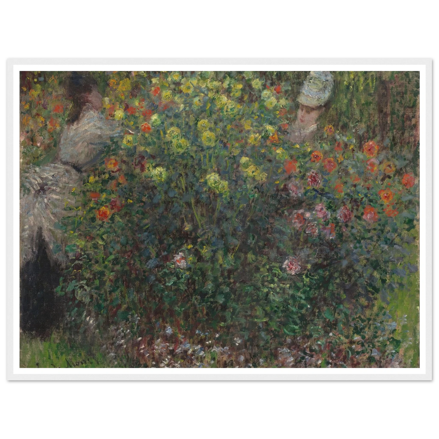 Ladies in Flowers (1875) Art Print | Claude Monet - Framed Poster - 30x40 cm / 12x16″ - Black frame