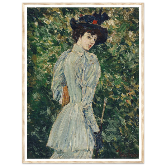 Lady in a Garden (circa 1900) Art Print | Childe Hassam - Framed Poster - 30x40 cm / 12x16″ - Black frame