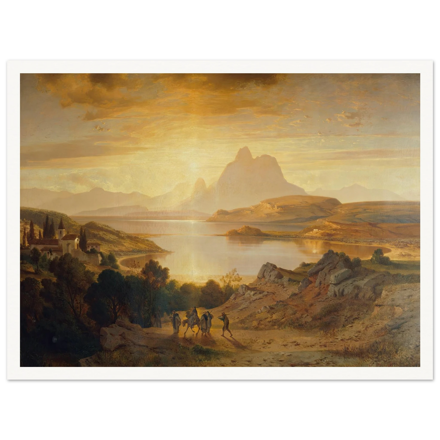 Lago di Lugano (1868) Art Print | Albert Zimmermann - Framed Poster - 30x40 cm / 12x16″ - Black frame