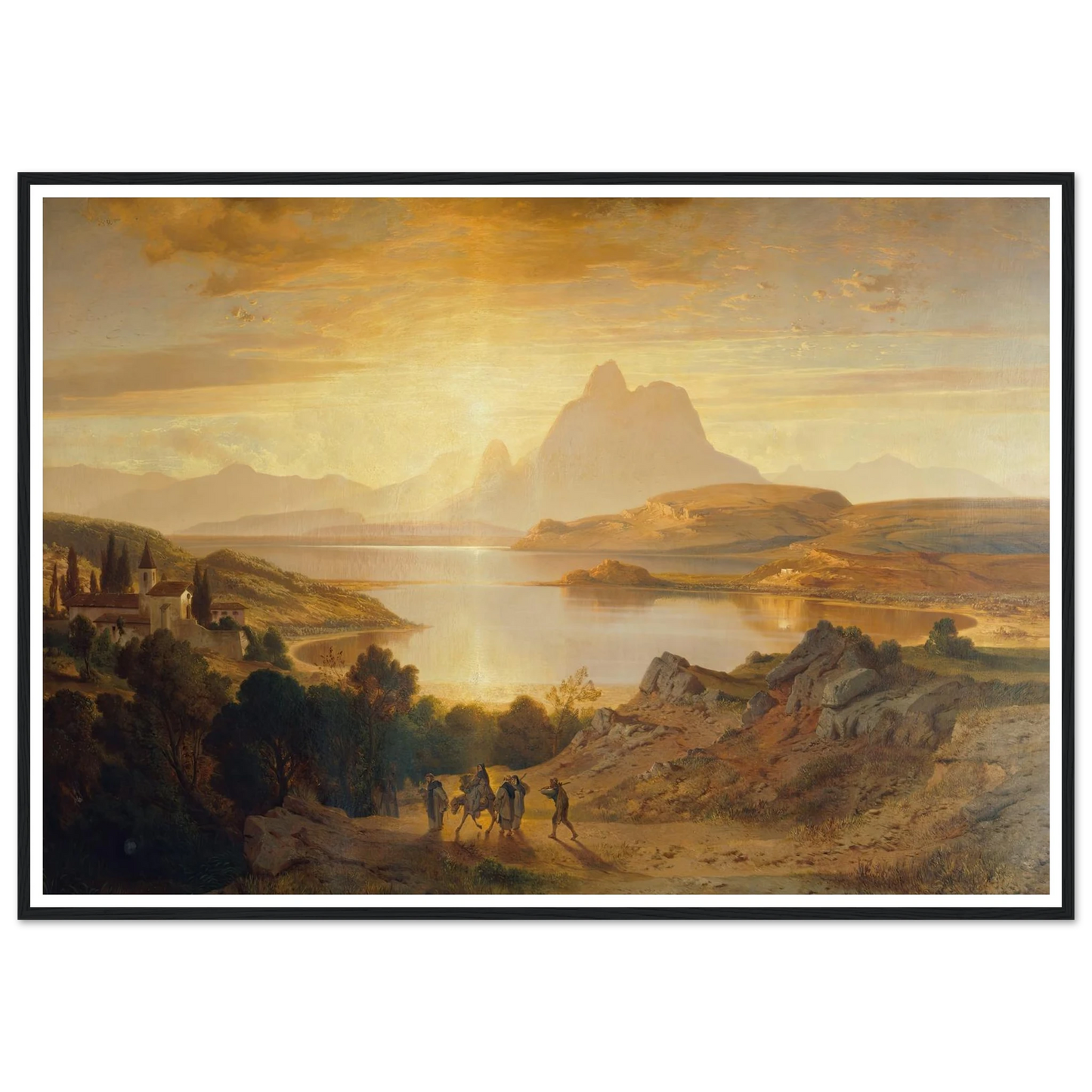 Lago di Lugano (1868) Art Print | Albert Zimmermann - Framed Poster - 30x40 cm / 12x16″ - Black frame