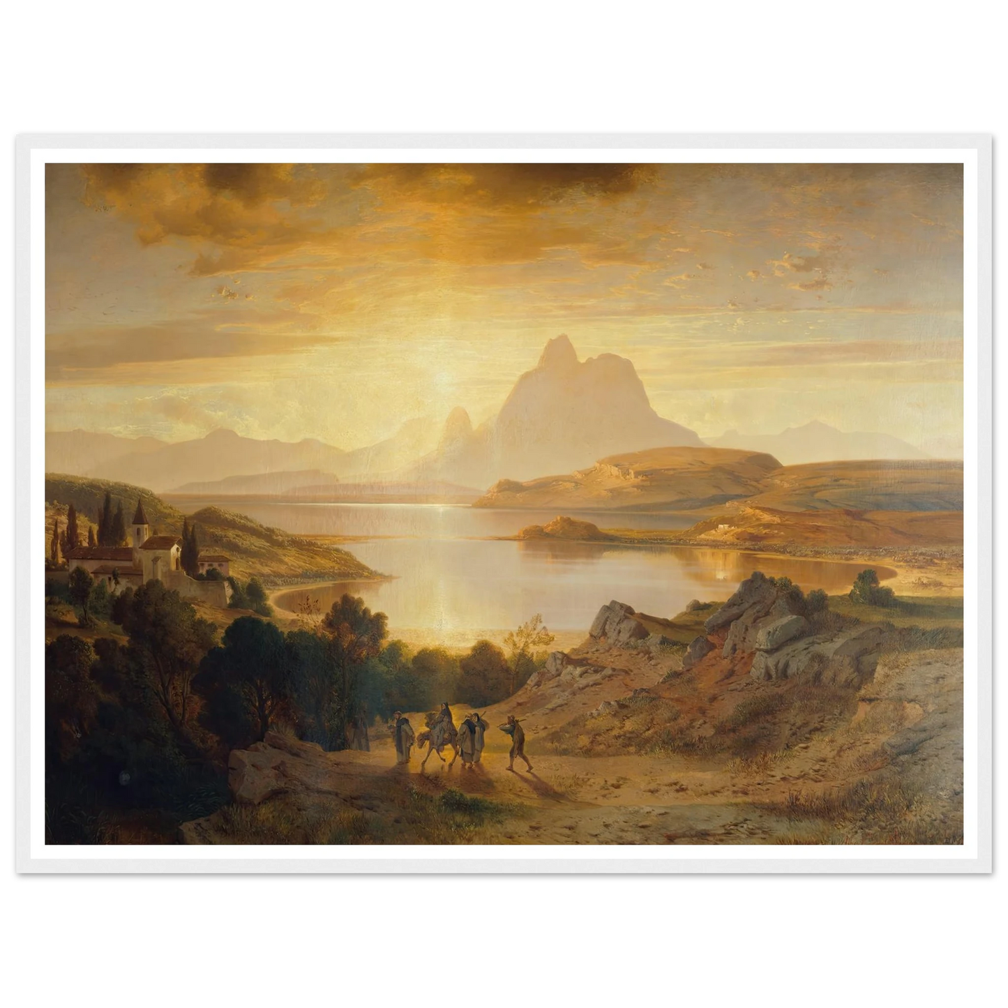 Lago di Lugano (1868) Art Print | Albert Zimmermann - Framed Poster - 30x40 cm / 12x16″ - Black frame