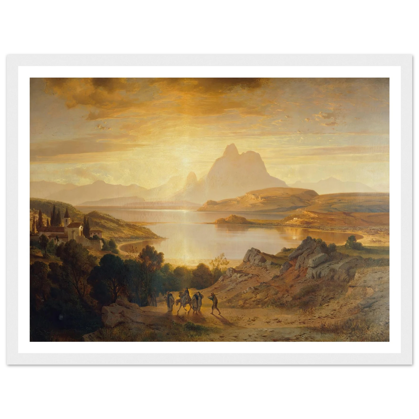 Lago di Lugano (1868) Art Print | Albert Zimmermann - Framed Poster - 30x40 cm / 12x16″ - Black frame