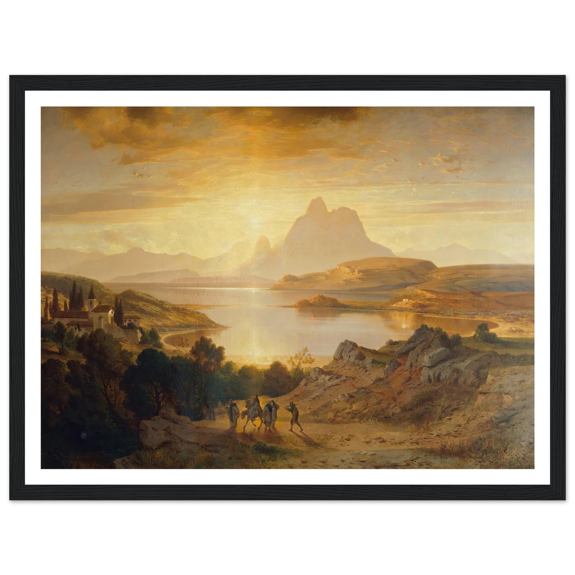 Lago di Lugano (1868) Art Print | Albert Zimmermann - Framed Poster - 30x40 cm / 12x16″ - Black frame