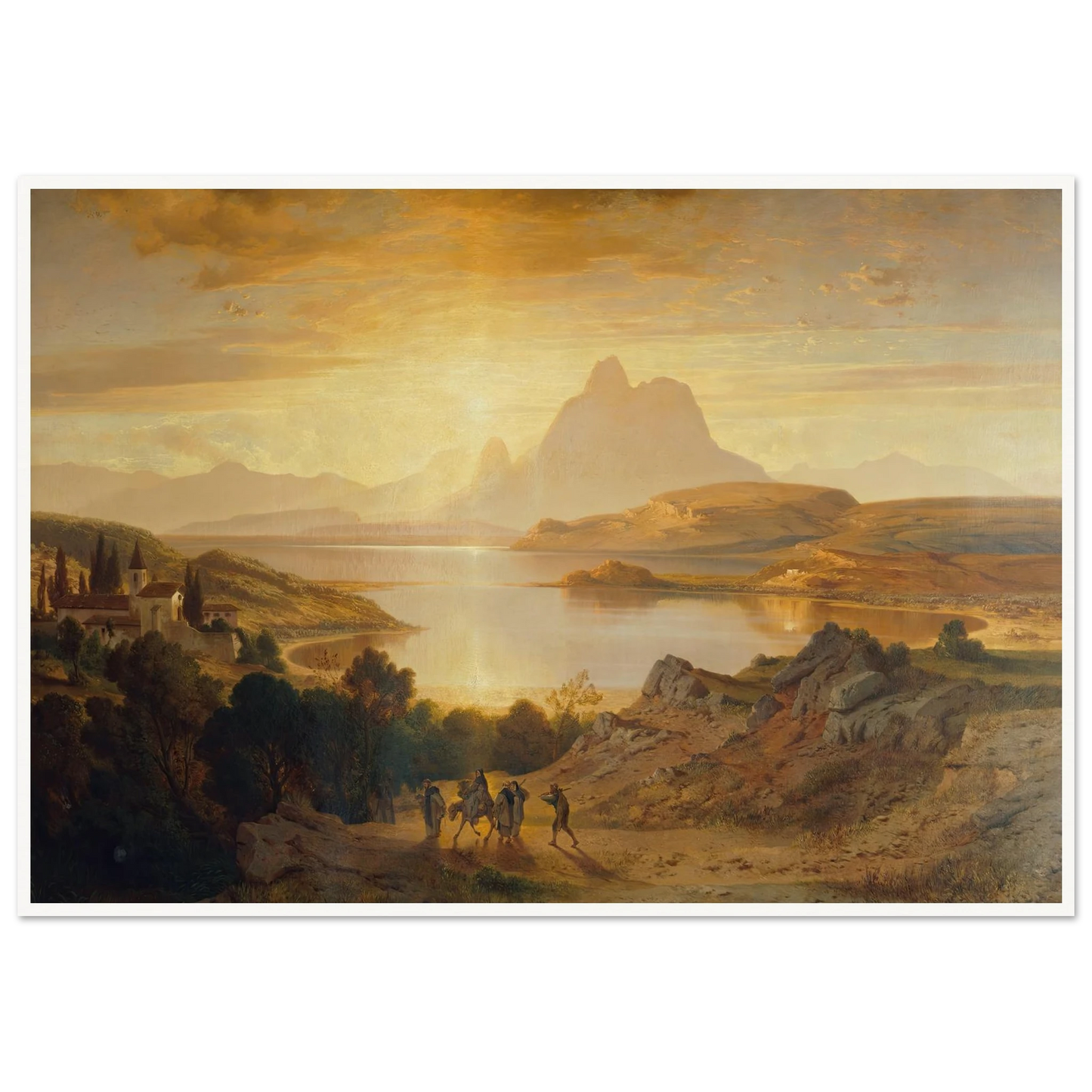 Lago di Lugano (1868) Art Print | Albert Zimmermann - Framed Poster - 30x40 cm / 12x16″ - Black frame