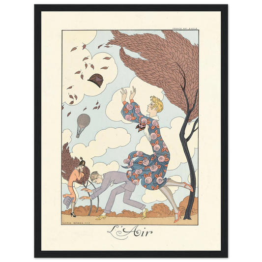 L’Air (Air) (1922–1926) Art Print | George Barbier - Framed Poster - 30x40 cm / 12x16″ - Black frame