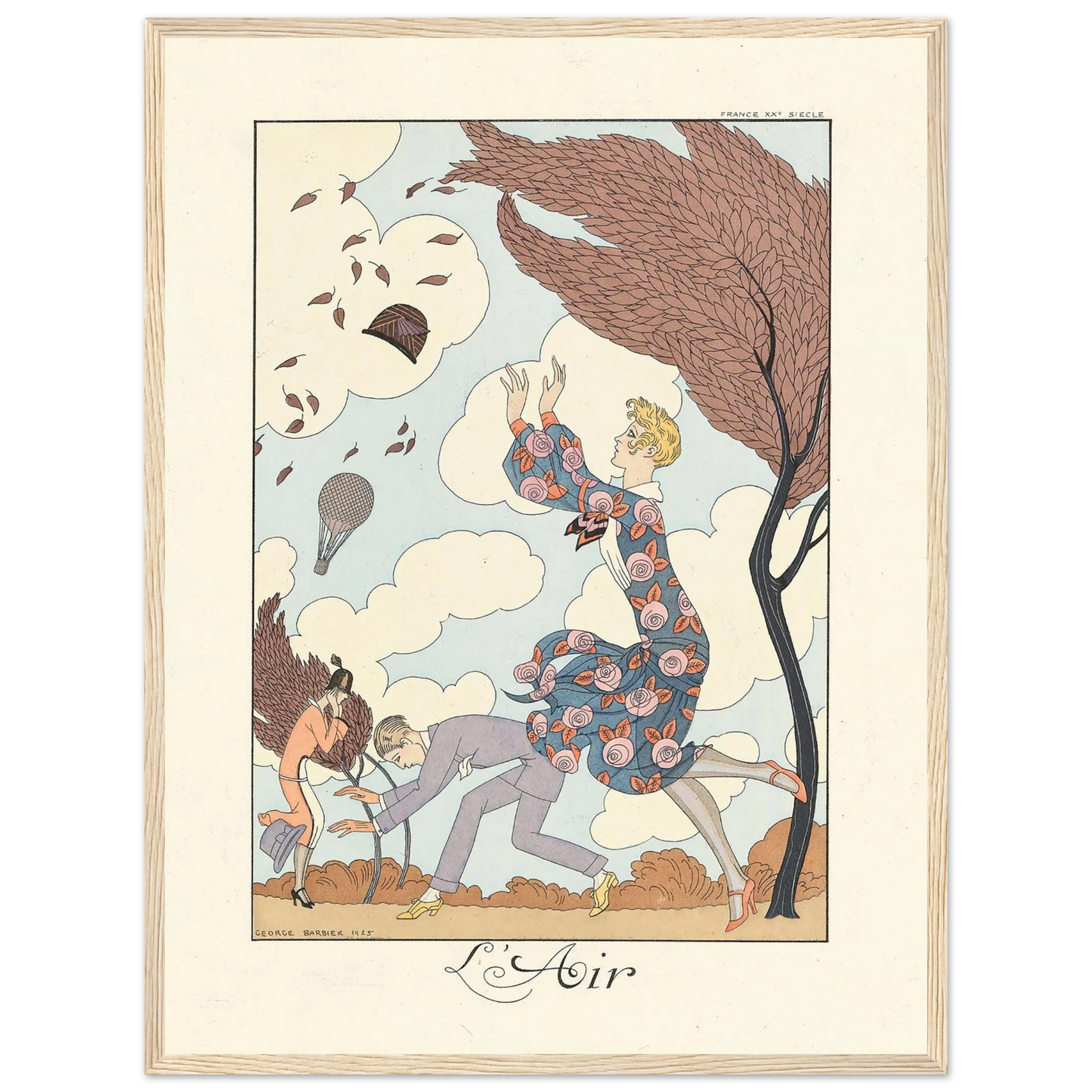 L’Air (Air) (1922–1926) Art Print | George Barbier - Framed Poster - 30x40 cm / 12x16″ - Black frame