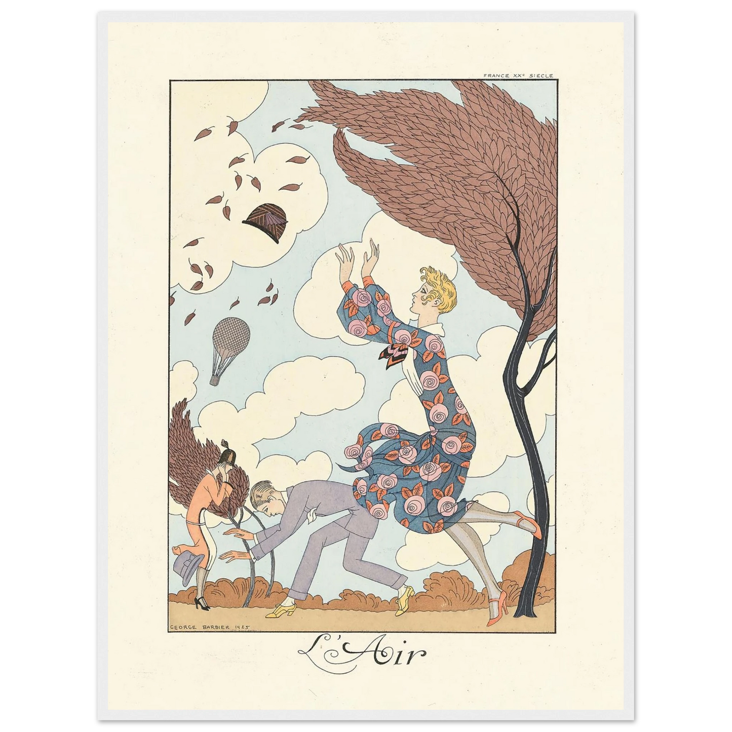 L’Air (Air) (1922–1926) Art Print | George Barbier - Framed Poster - 30x40 cm / 12x16″ - Black frame