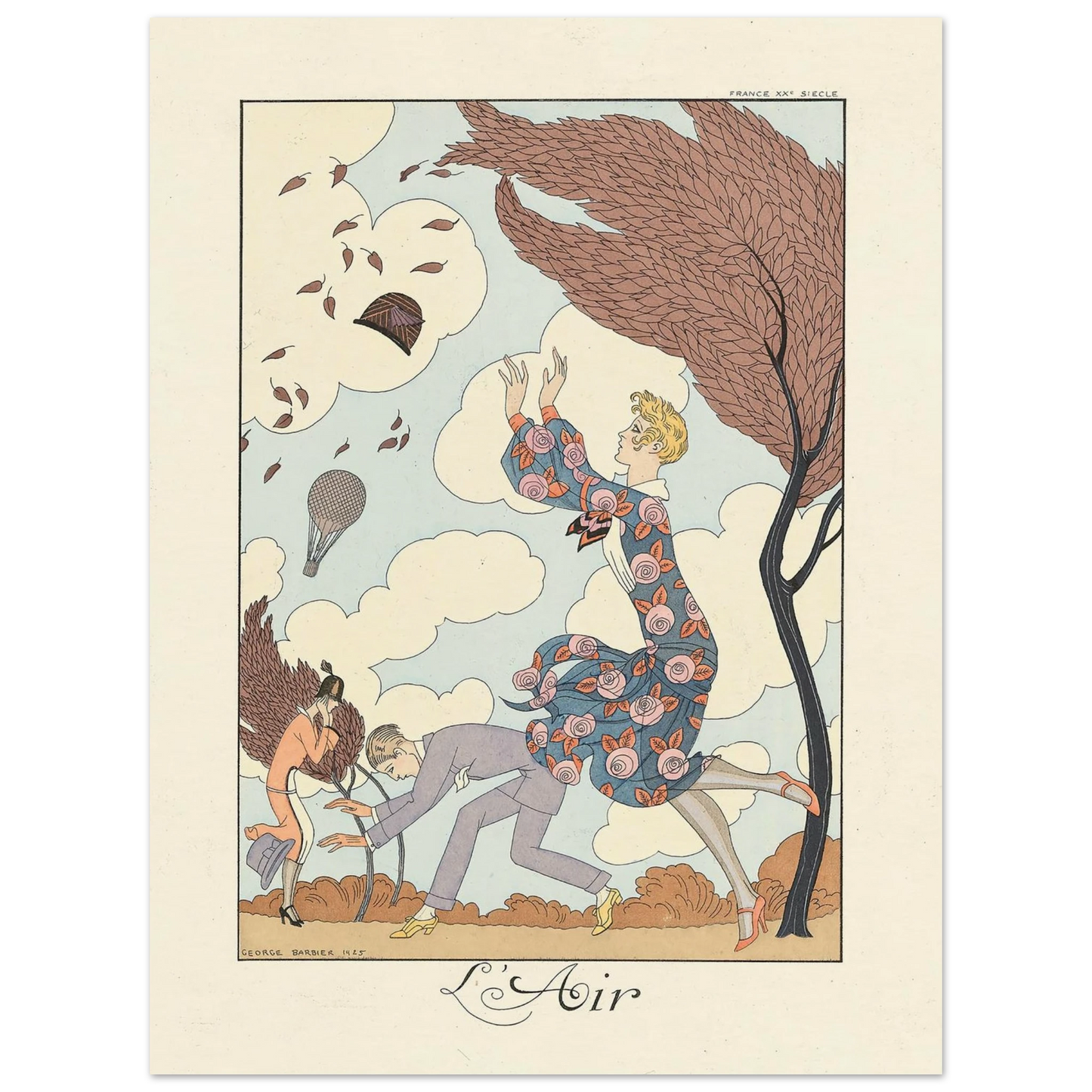 L’Air (Air) (1922–1926) Art Print | George Barbier - Framed Poster - 30x40 cm / 12x16″ - Black frame