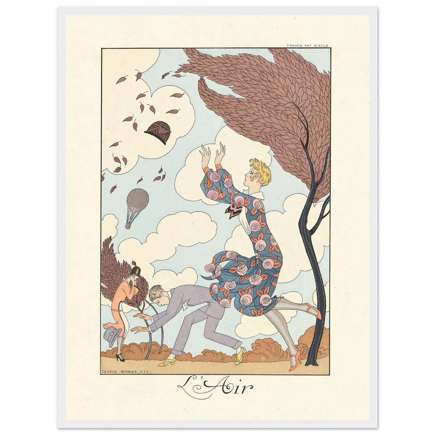 L’Air (Air) (1922–1926) Art Print | George Barbier - Framed Poster - 30x40 cm / 12x16″ - Black frame