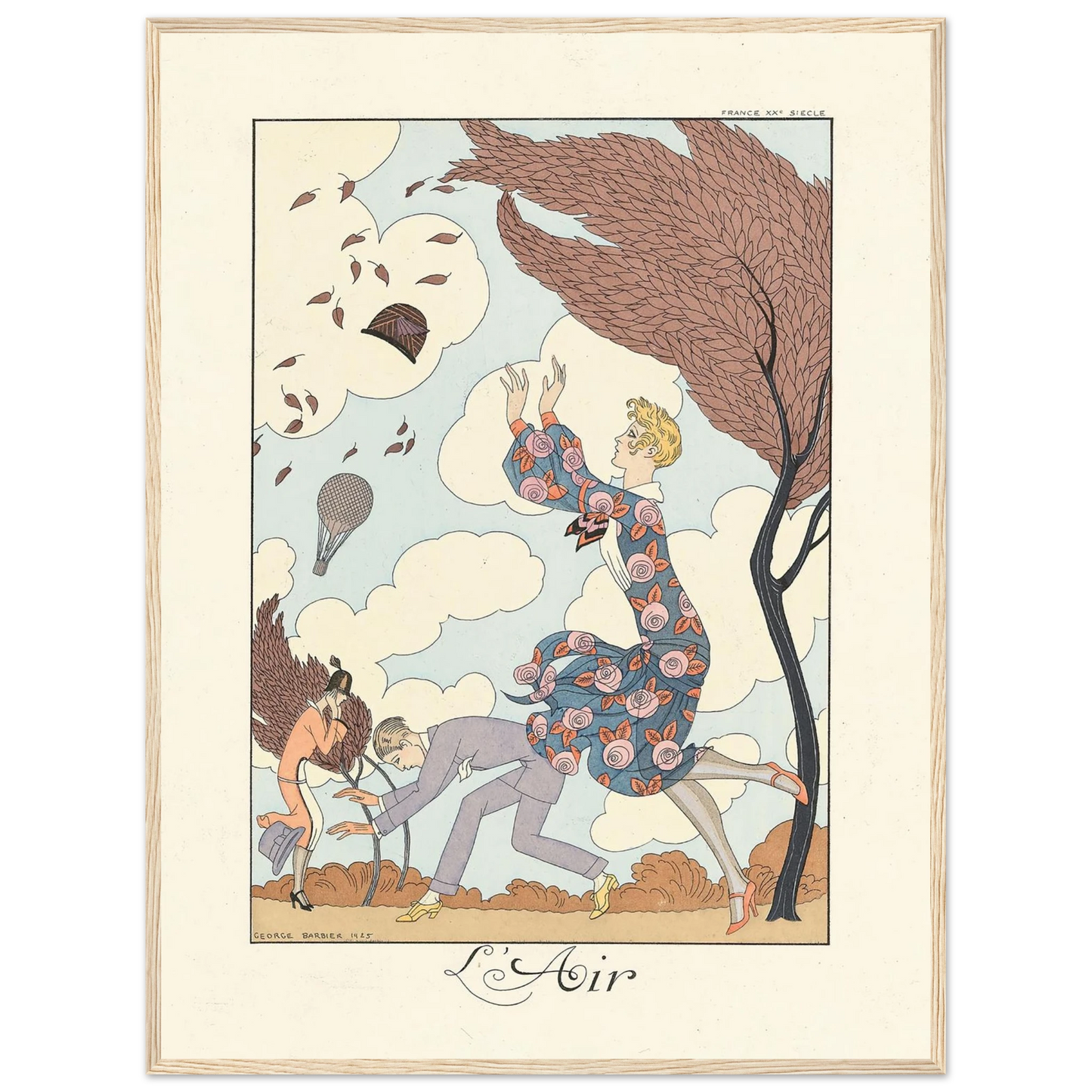L’Air (Air) (1922–1926) Art Print | George Barbier - Framed Poster - 30x40 cm / 12x16″ - Black frame