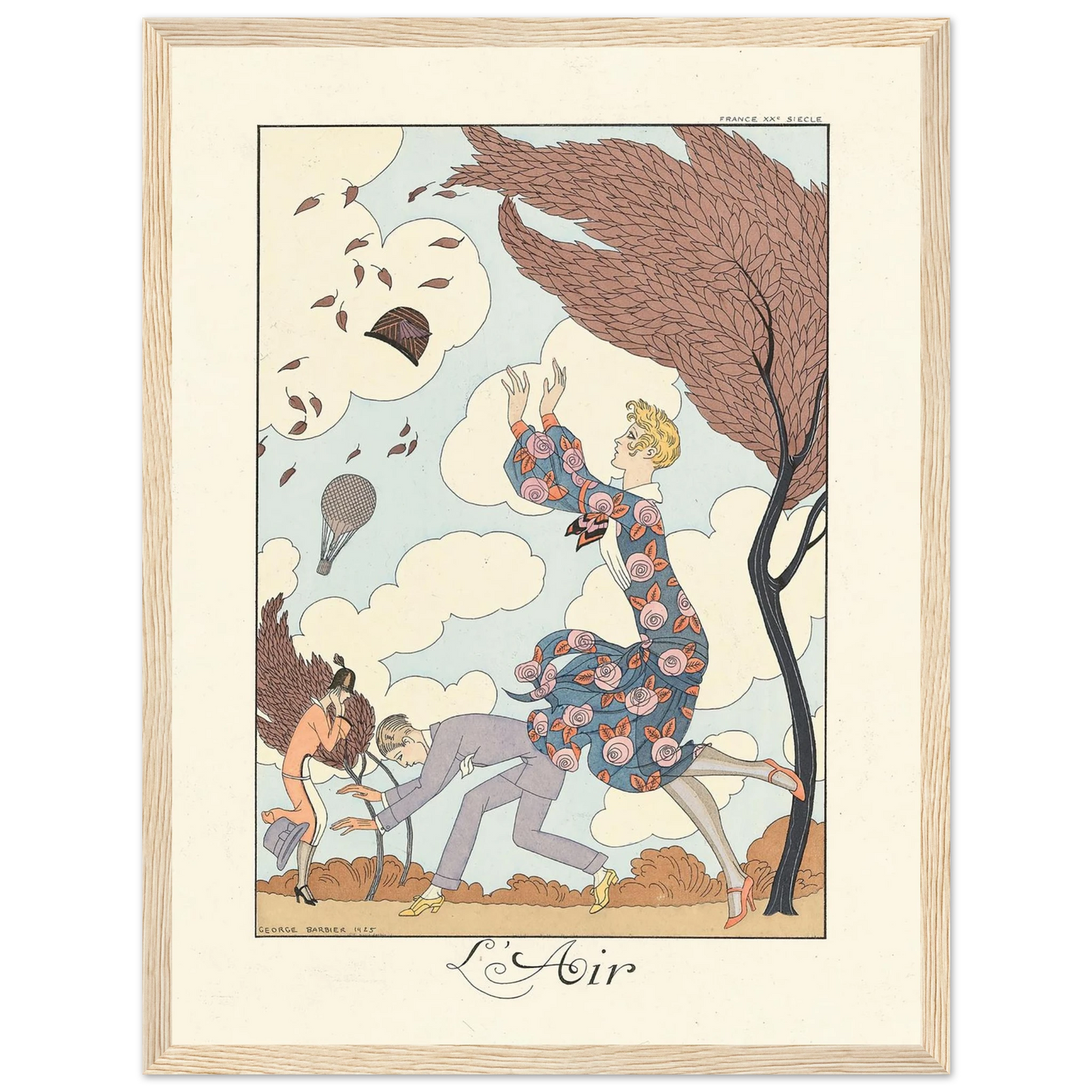 L’Air (Air) (1922–1926) Art Print | George Barbier - Framed Poster - 30x40 cm / 12x16″ - Black frame