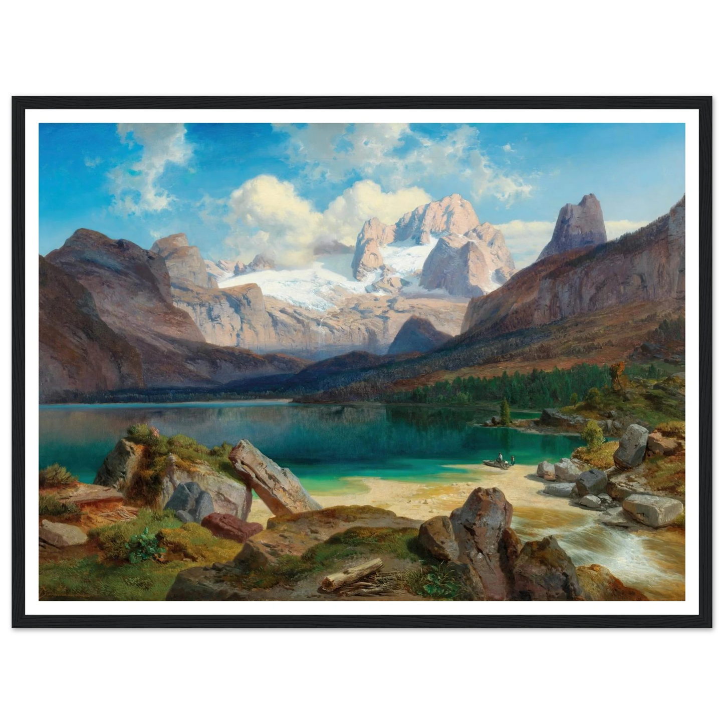 Lake Gosau With A View Of The Dachstein Massif Art Print | Albert Zimmermann - Framed Poster - 30x40 cm / 12x16″ - Black frame