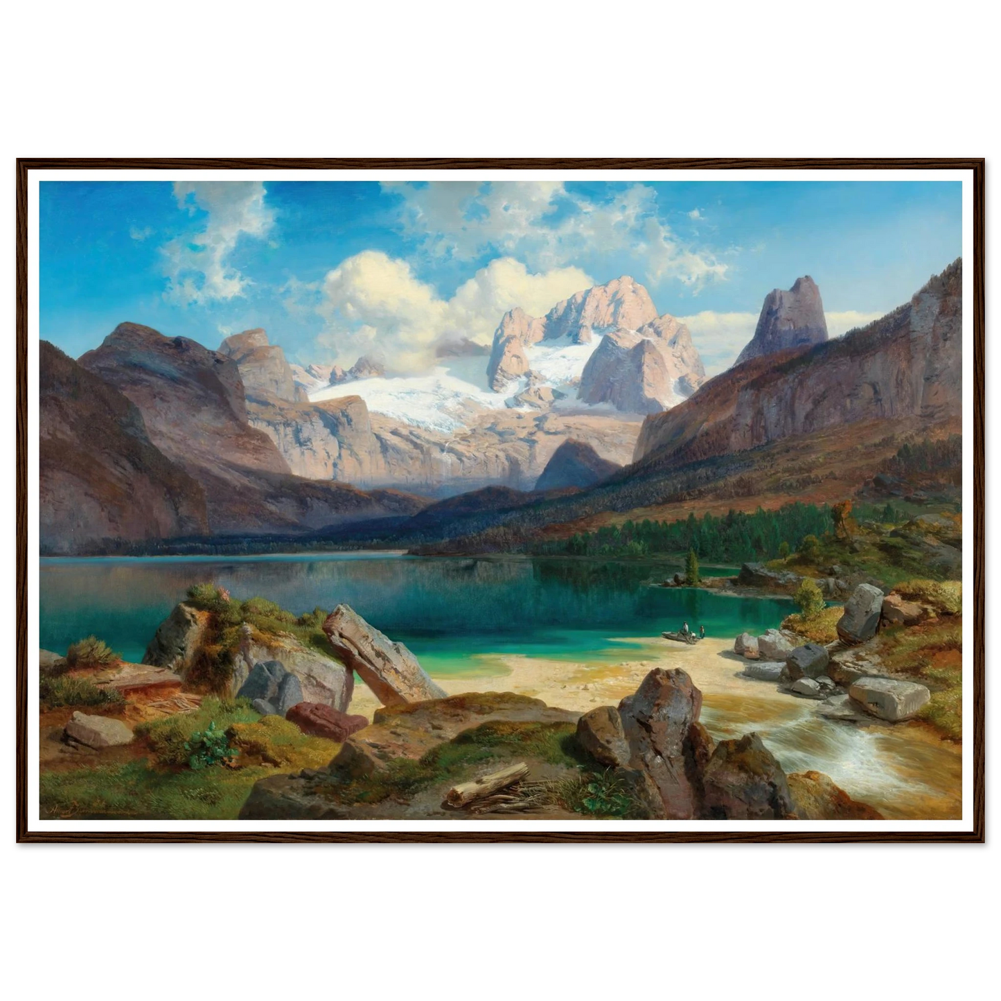 Lake Gosau With A View Of The Dachstein Massif Art Print | Albert Zimmermann - Framed Poster - 30x40 cm / 12x16″ - Black frame