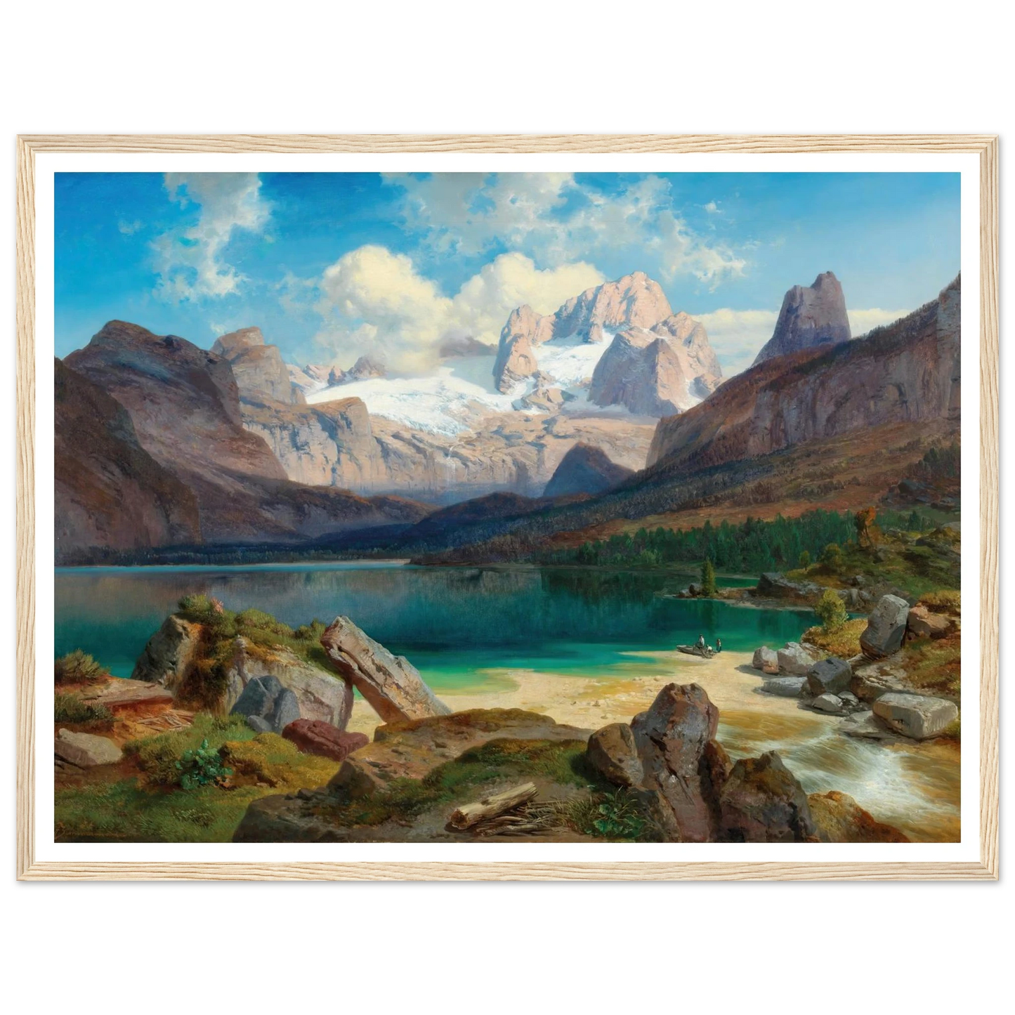 Lake Gosau With A View Of The Dachstein Massif Art Print | Albert Zimmermann - Framed Poster - 30x40 cm / 12x16″ - Black frame
