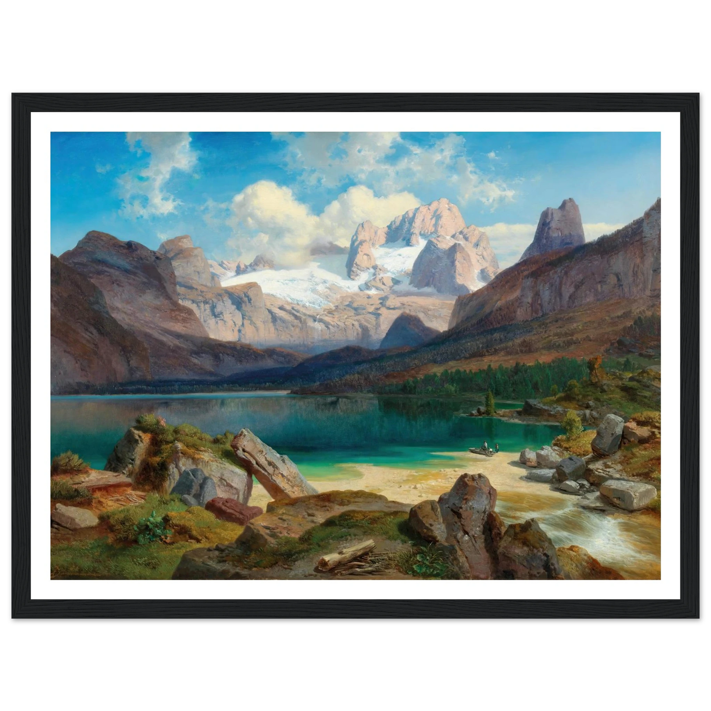 Lake Gosau With A View Of The Dachstein Massif Art Print | Albert Zimmermann - Framed Poster - 30x40 cm / 12x16″ - Black frame