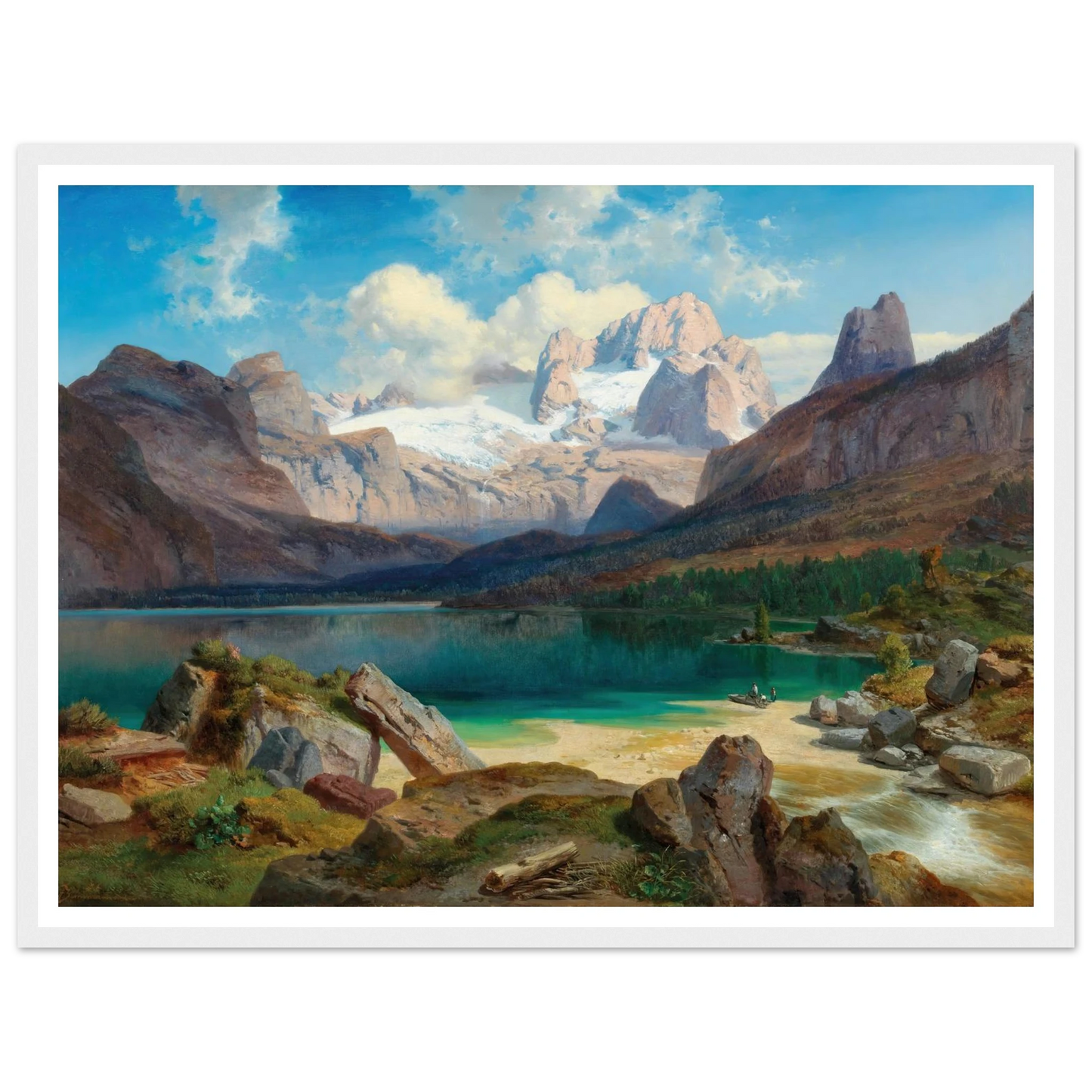 Lake Gosau With A View Of The Dachstein Massif Art Print | Albert Zimmermann - Framed Poster - 30x40 cm / 12x16″ - Black frame