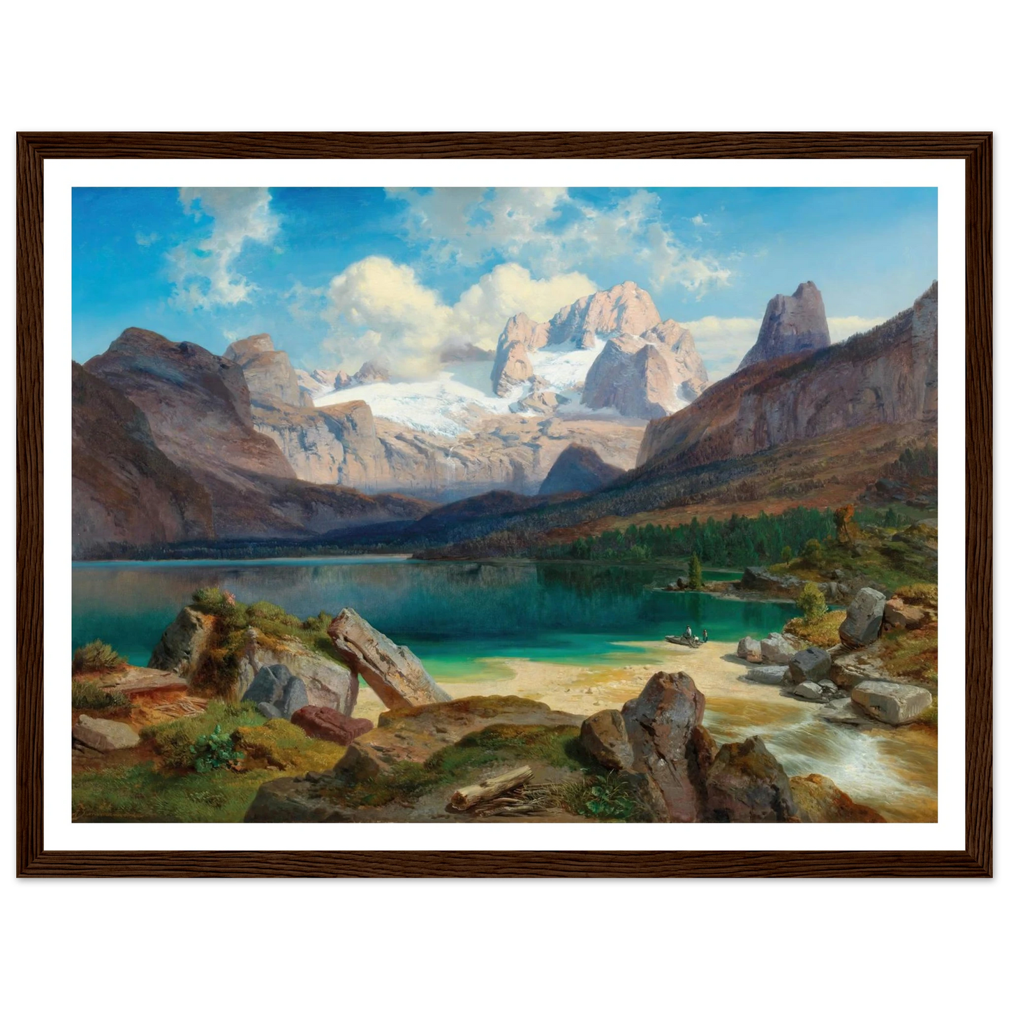 Lake Gosau With A View Of The Dachstein Massif Art Print | Albert Zimmermann - Framed Poster - 30x40 cm / 12x16″ - Black frame